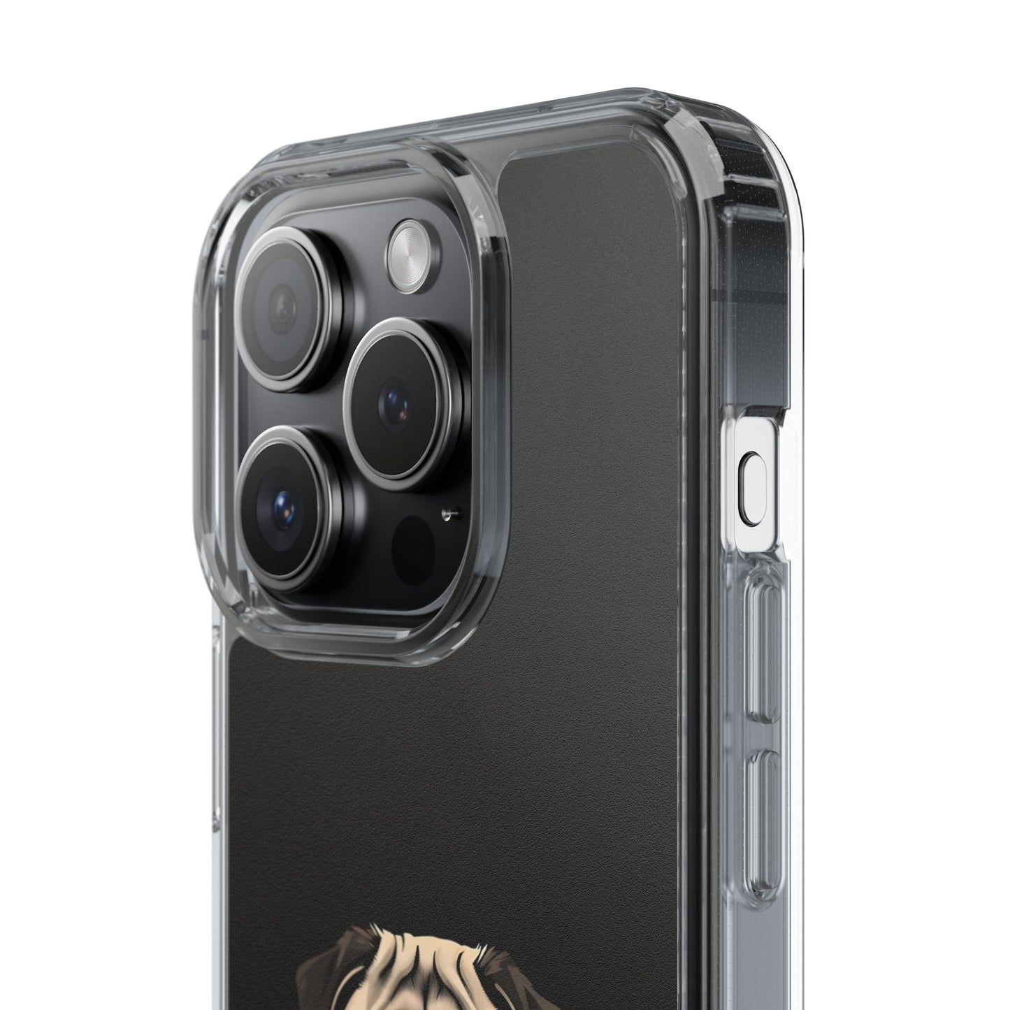 Pug Dog Clear Case with Coffee Mug Design - Cute Phone Cover