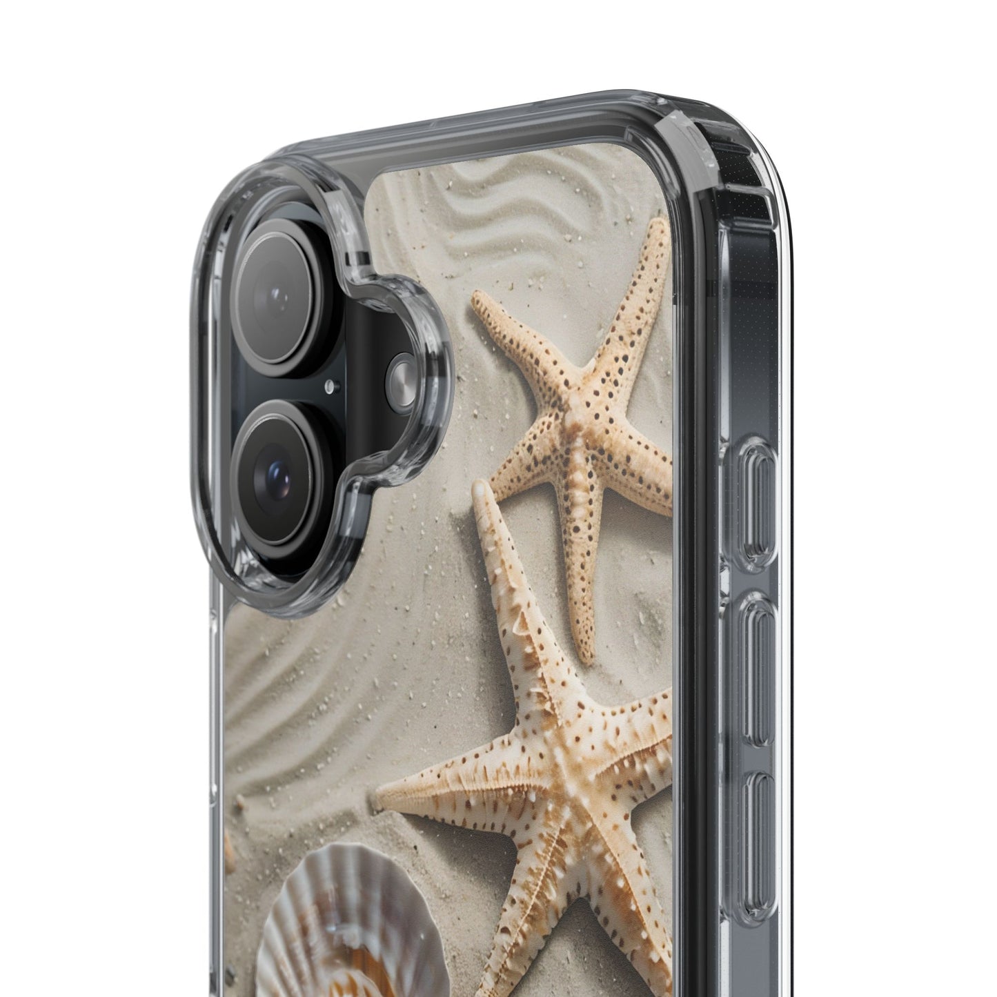 Beach-Themed Clear Phone Case with Shells & Starfish