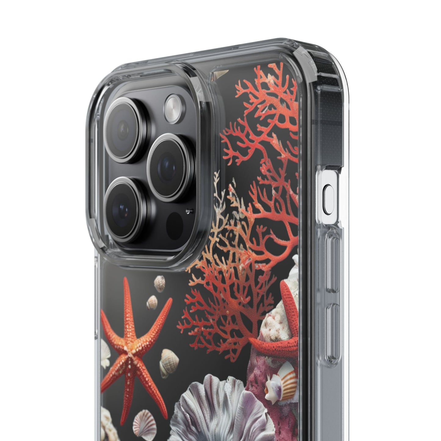 Ocean Coral Clear Phone Case with Starfish Design