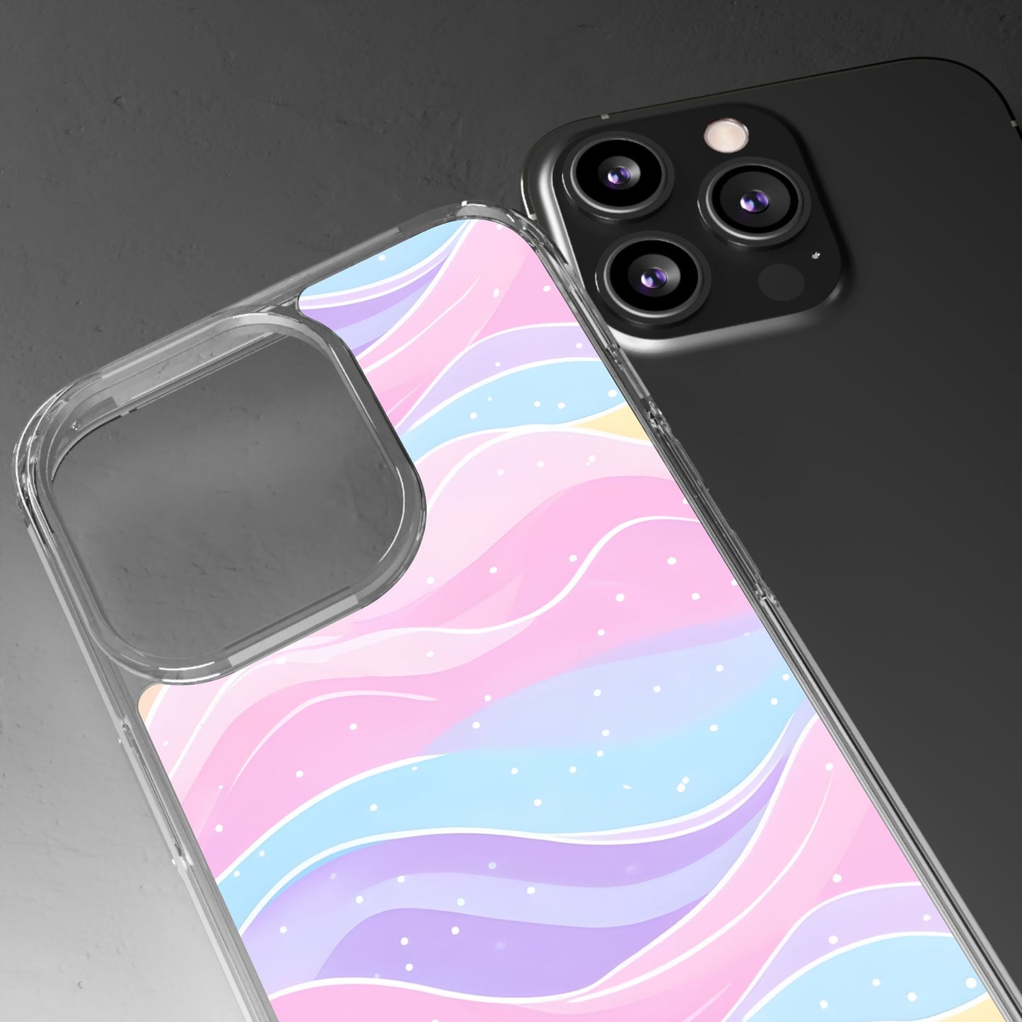 Pastel Wave Clear Phone Case - Stylish Protection for Your Device