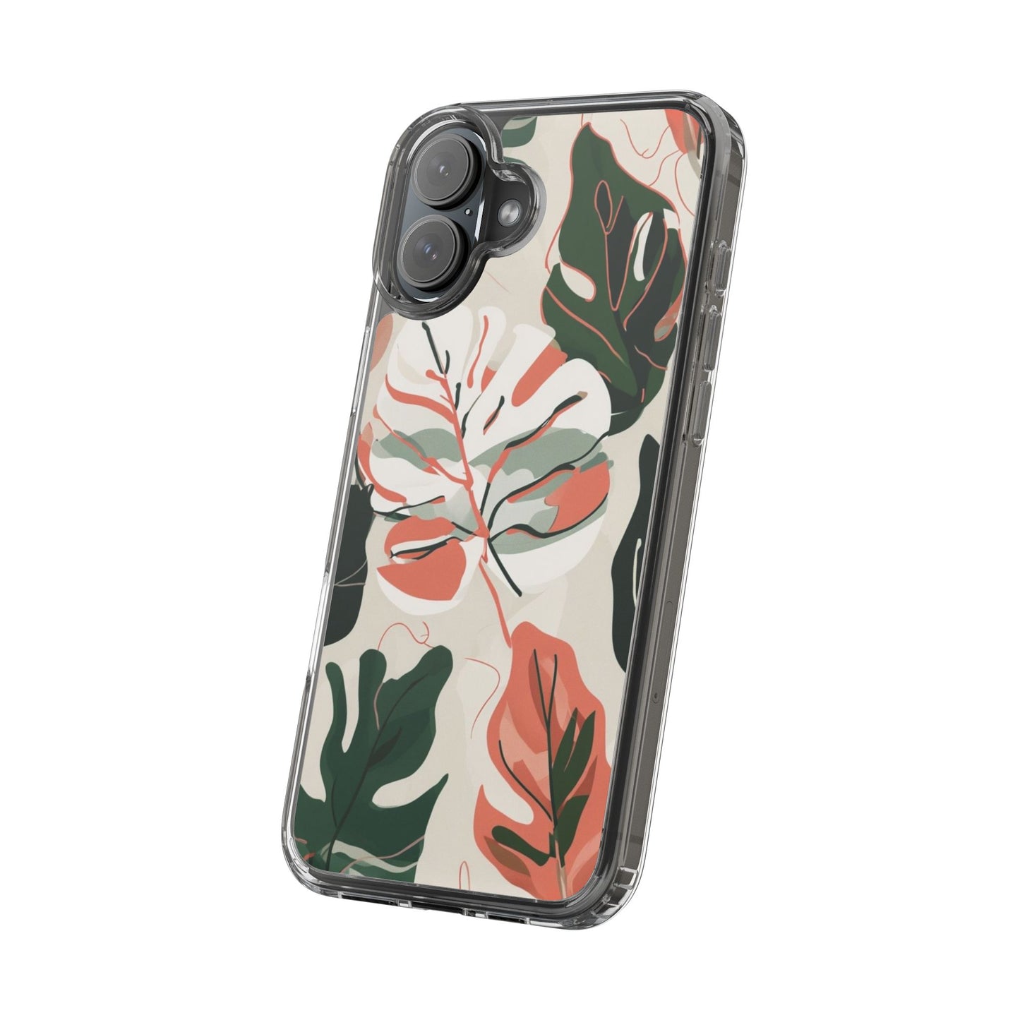 Botanical Clear Phone Case - Nature-Inspired Leaves Design