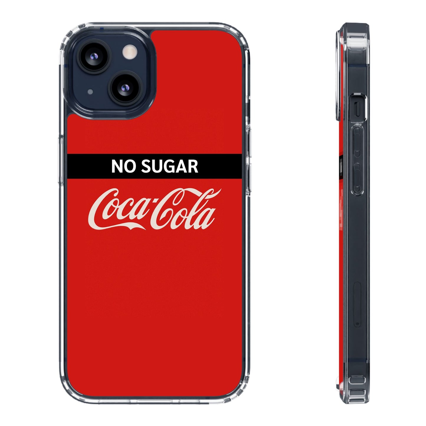 Coca-Cola No Sugar Clear Phone Case - Stylish and Trendy Accessory