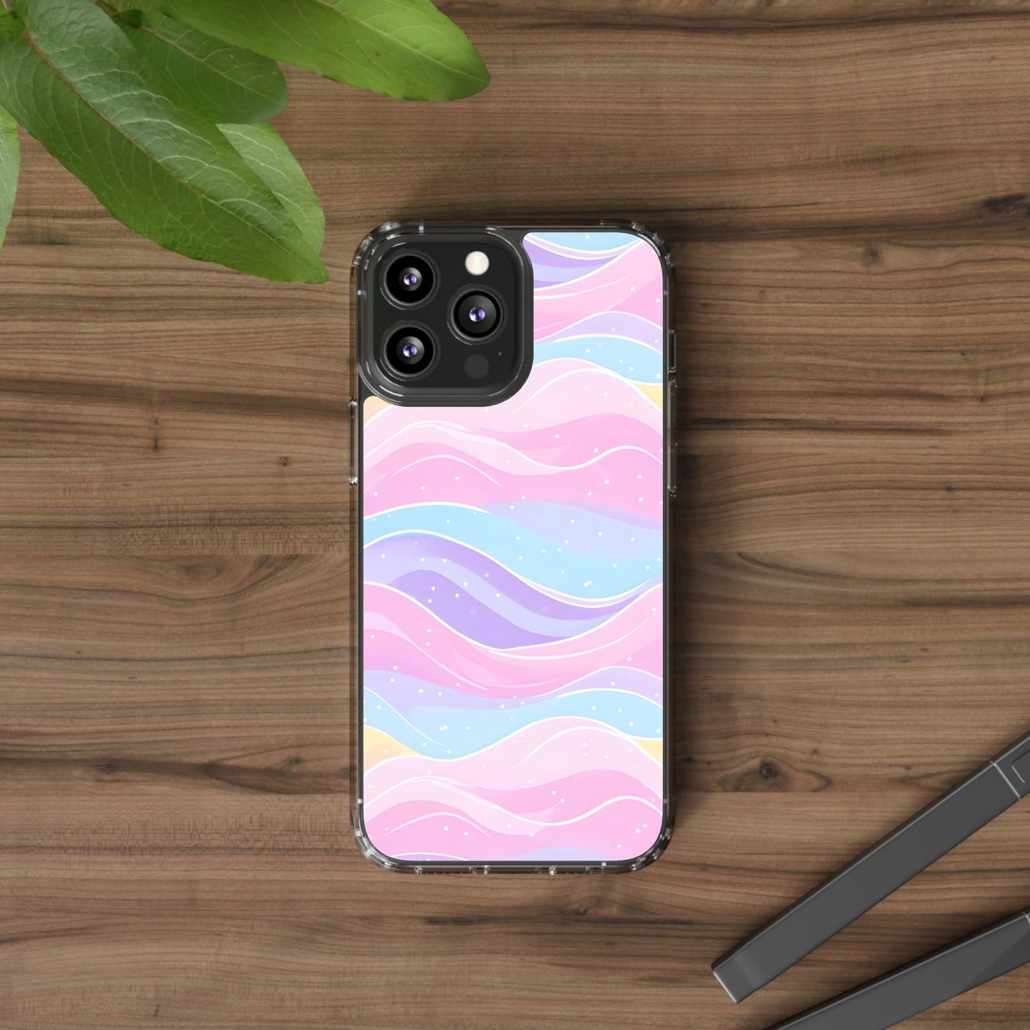 Pastel Wave Clear Phone Case - Stylish Protection for Your Device