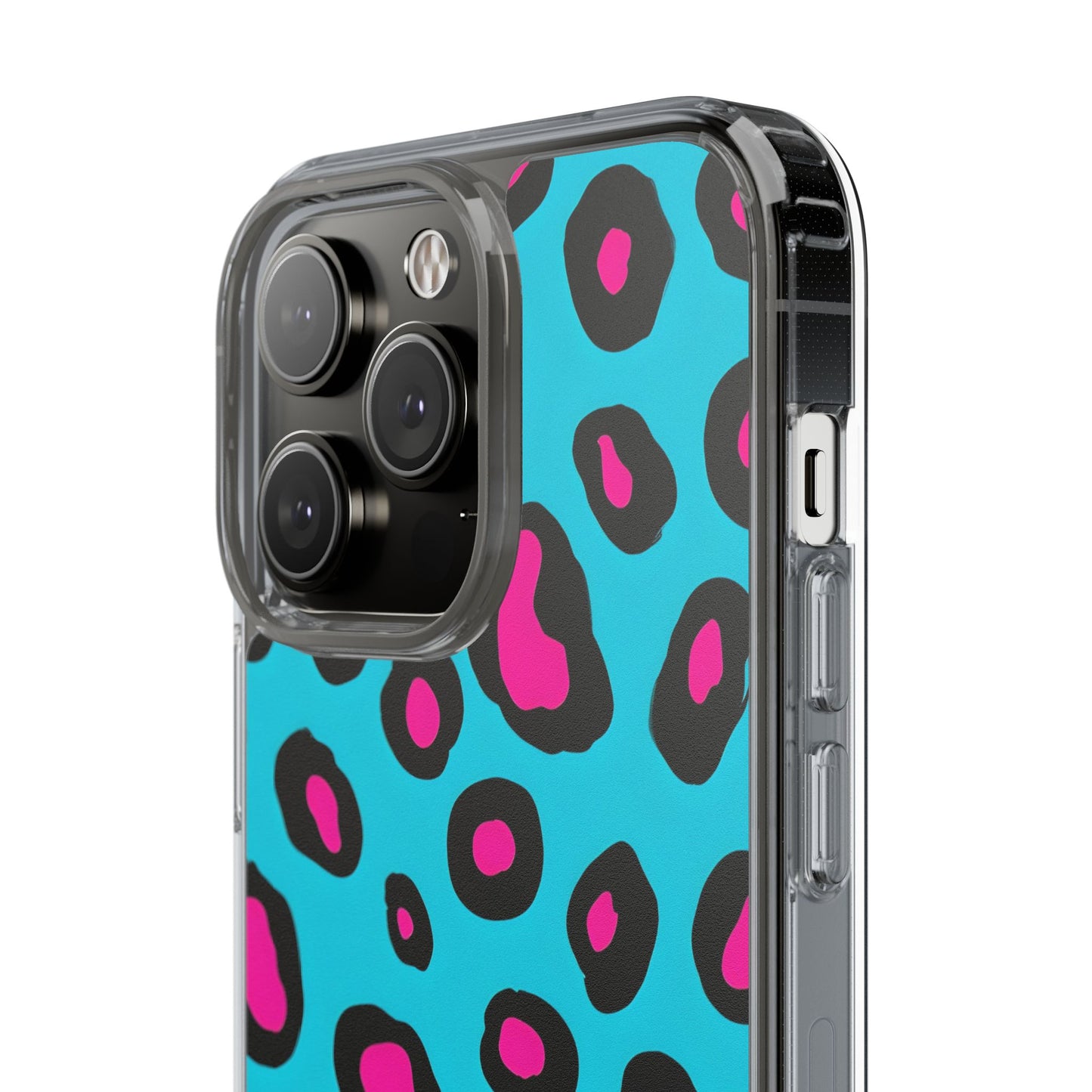 Trendy Clear Phone Case with Pink Leopard Print