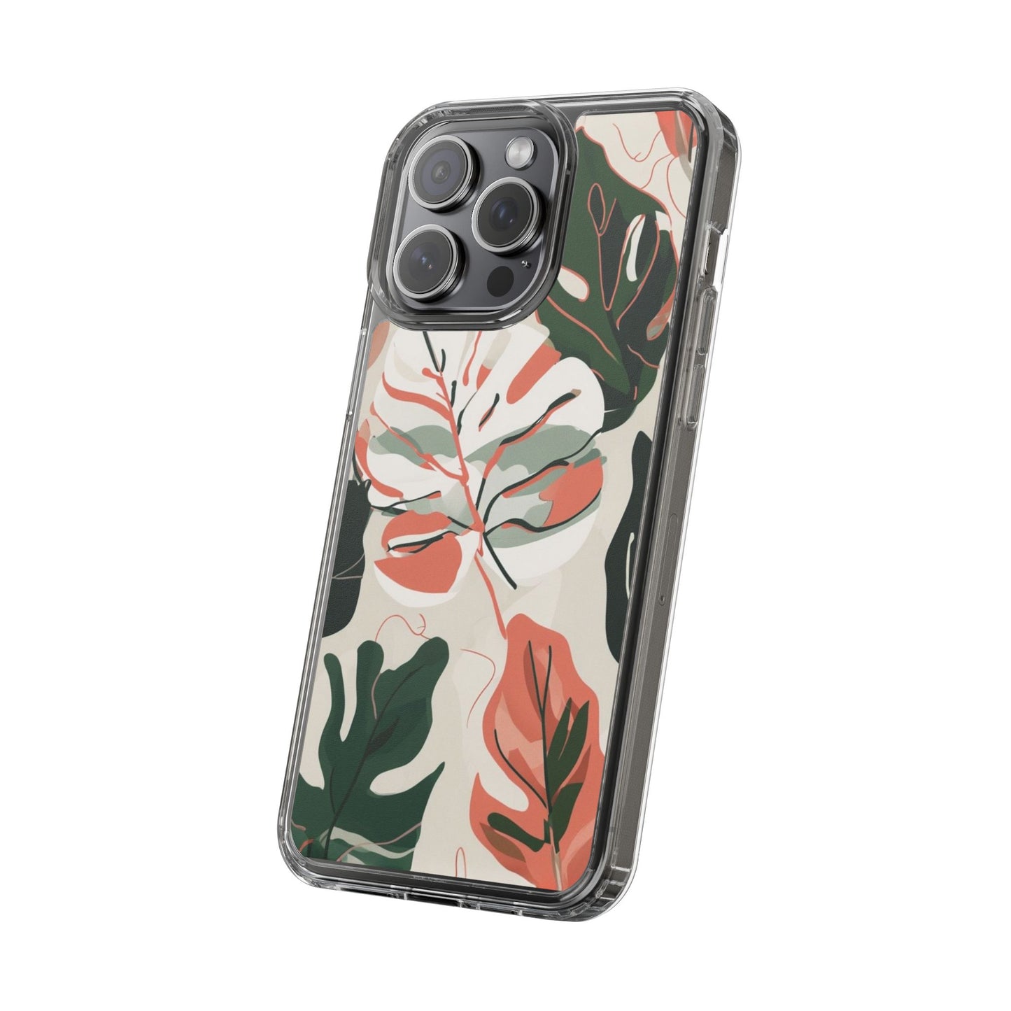 Botanical Clear Phone Case - Nature-Inspired Leaves Design