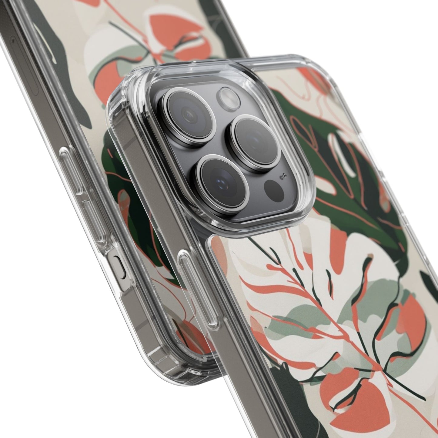 Botanical Clear Phone Case - Nature-Inspired Leaves Design
