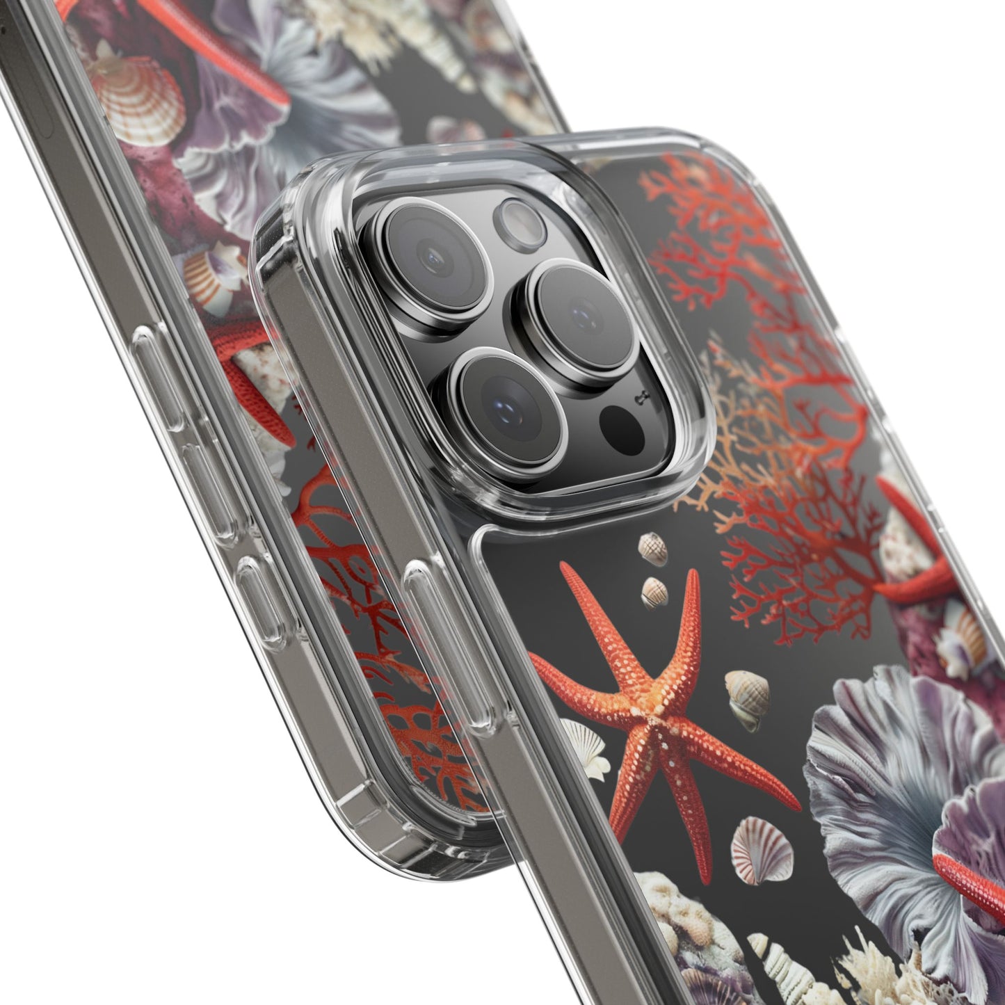 Ocean Coral Clear Phone Case with Starfish Design
