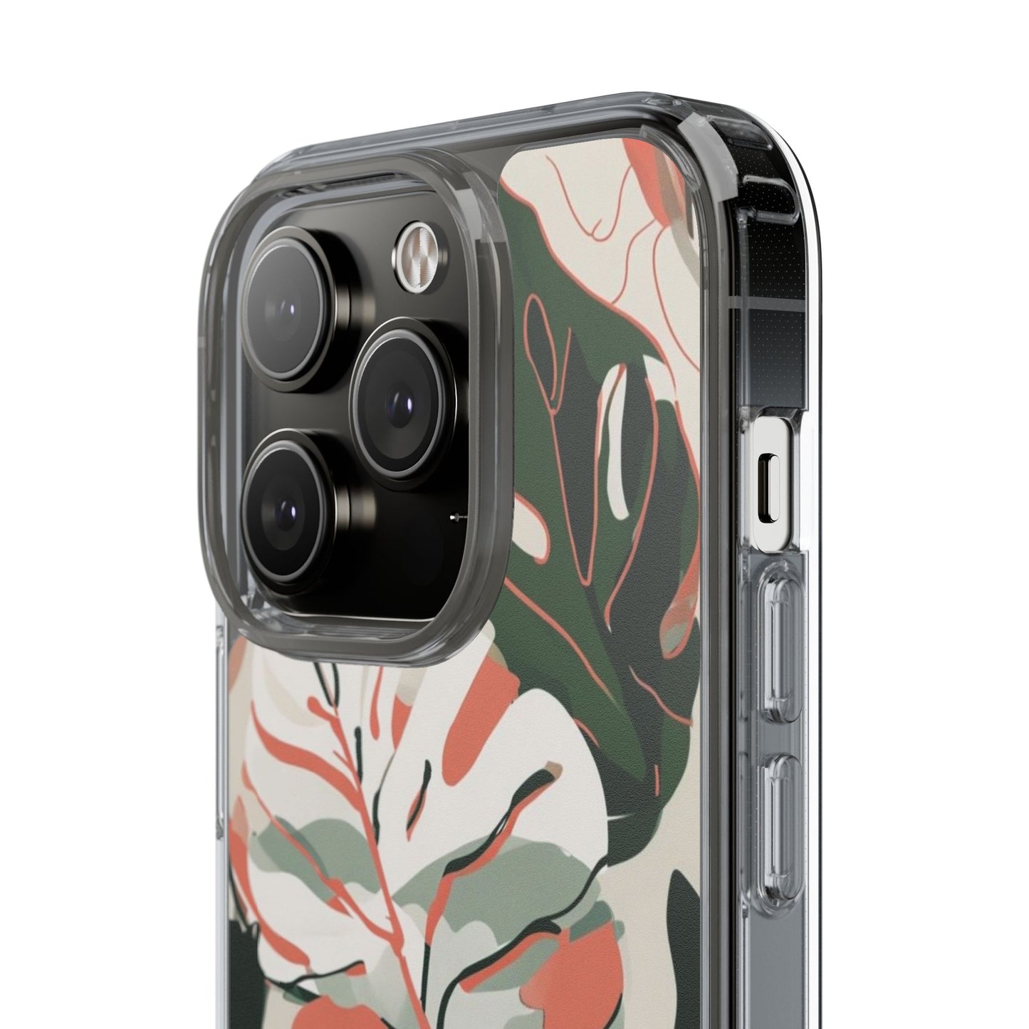 Botanical Clear Phone Case - Nature-Inspired Leaves Design