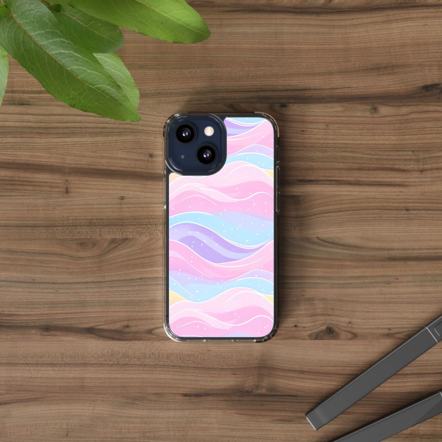 Pastel Wave Clear Phone Case - Stylish Protection for Your Device