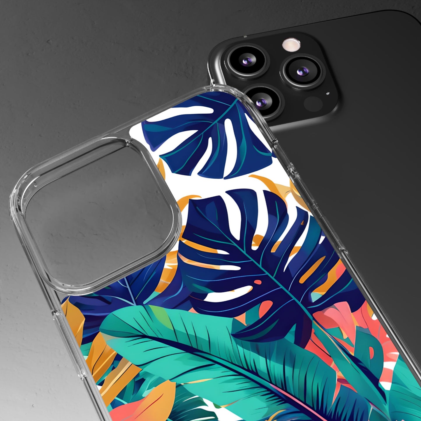 Tropical Leaf Clear Phone Case - Stylish & Protective for Nature Lovers