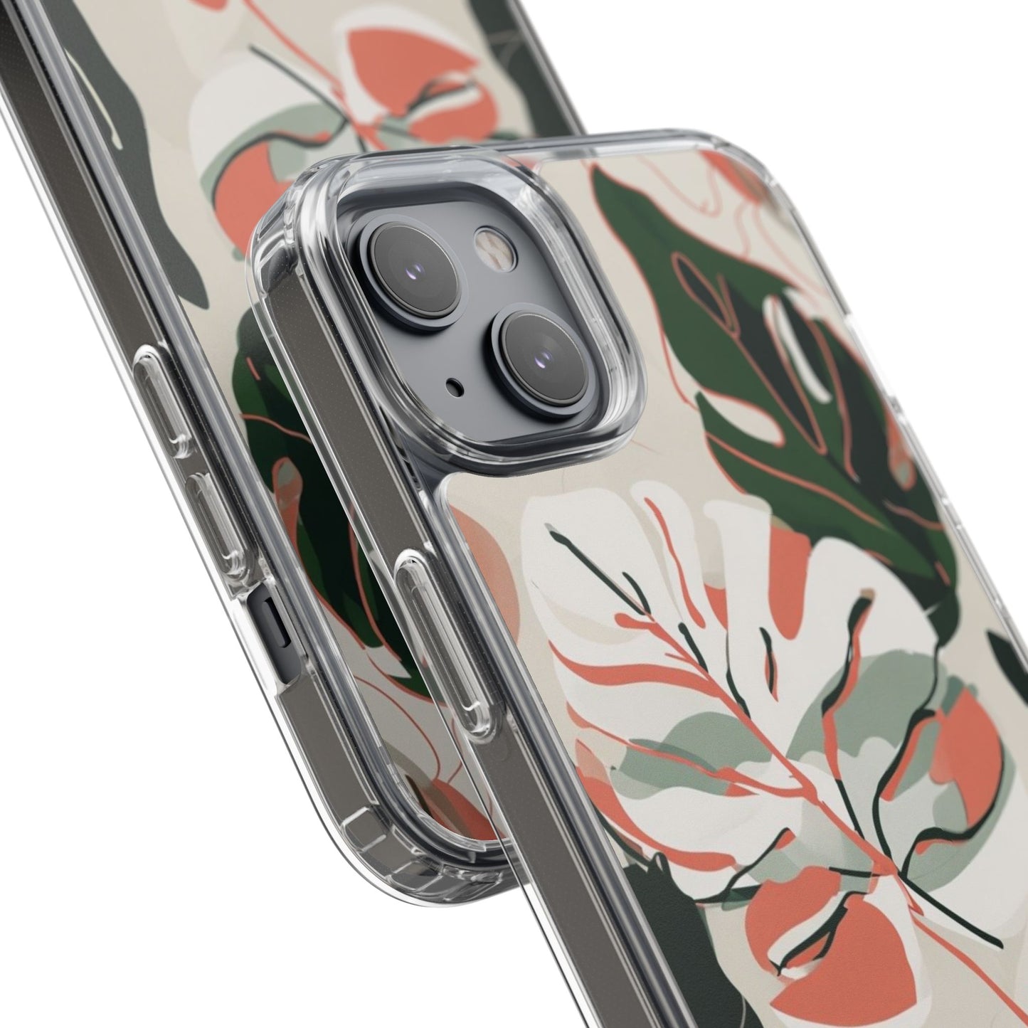 Botanical Clear Phone Case - Nature-Inspired Leaves Design