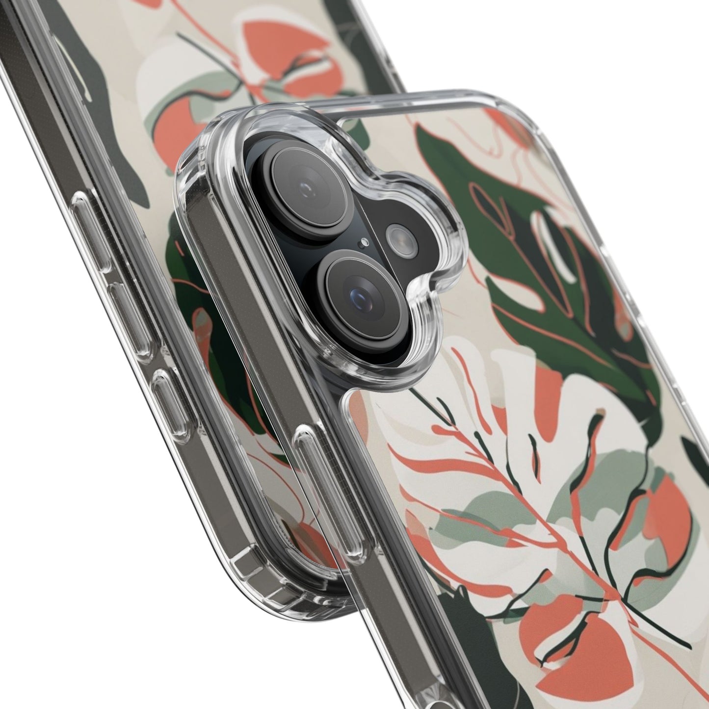 Botanical Clear Phone Case - Nature-Inspired Leaves Design
