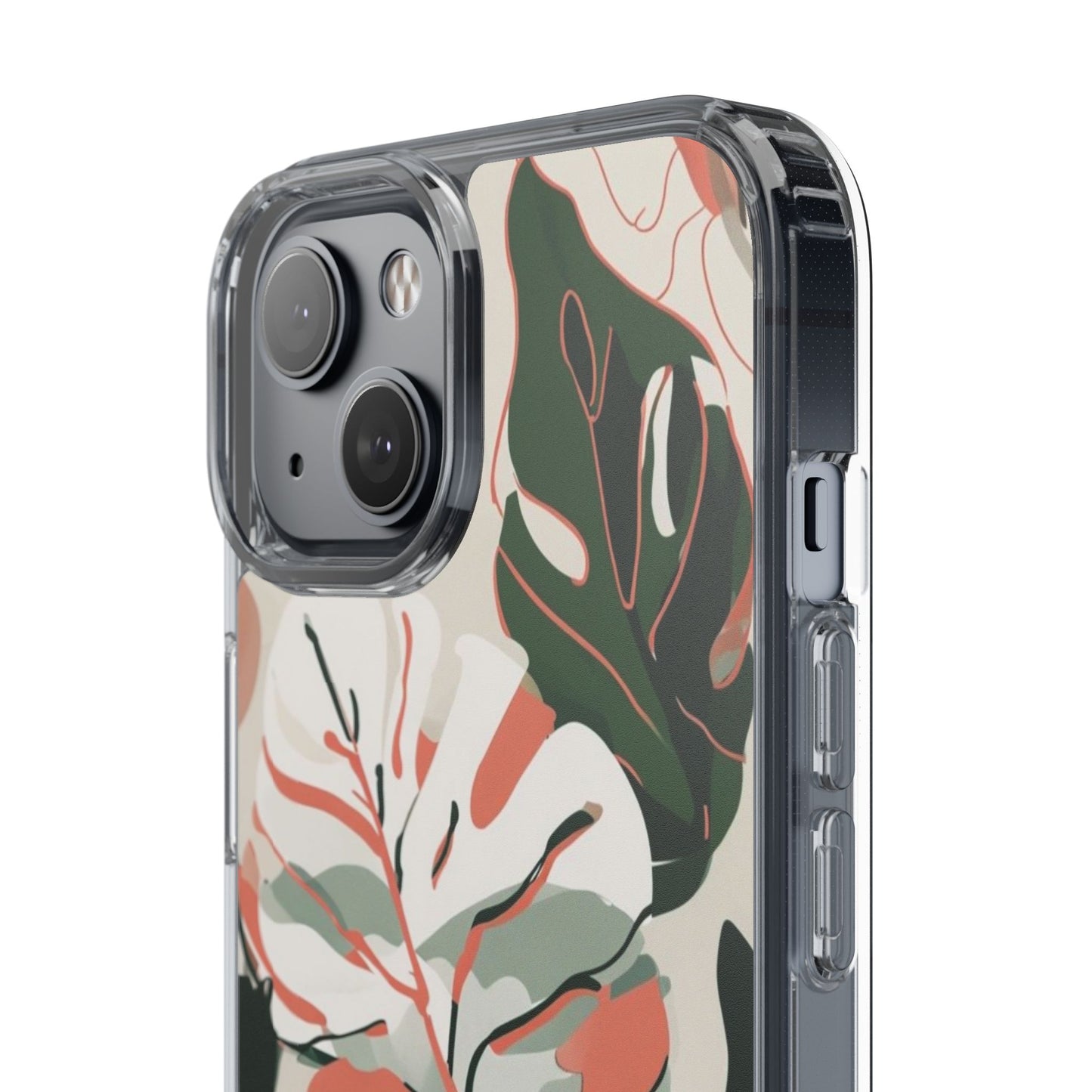 Botanical Clear Phone Case - Nature-Inspired Leaves Design