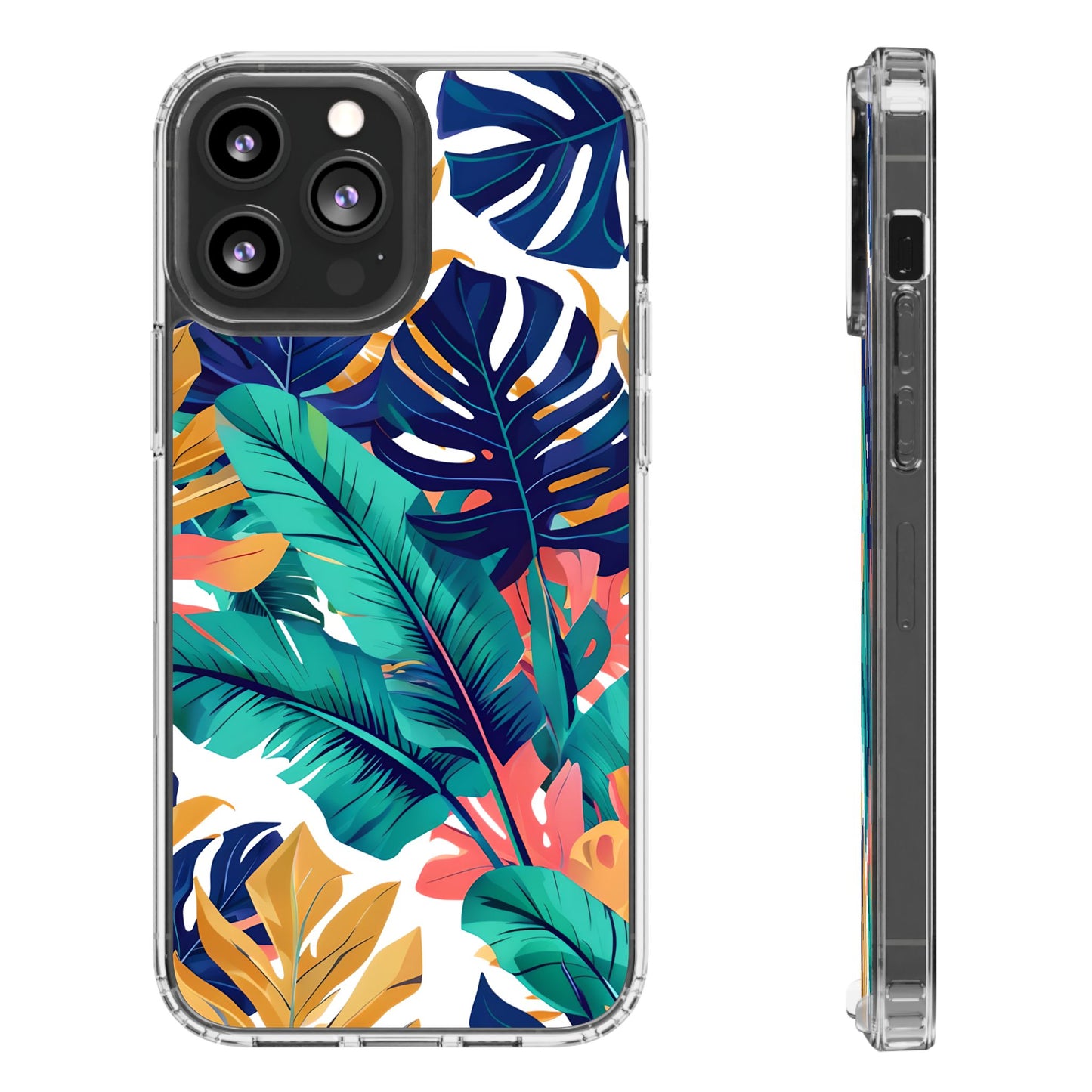 Tropical Leaf Clear Phone Case - Stylish & Protective for Nature Lovers