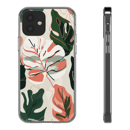 Botanical Clear Phone Case - Nature-Inspired Leaves Design