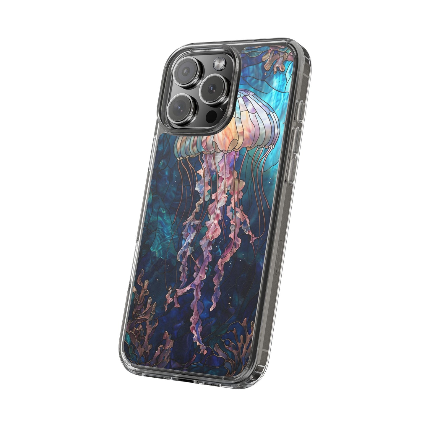 Ocean Jellyfish Clear Phone Case - Vibrant Marine Design for iPhone