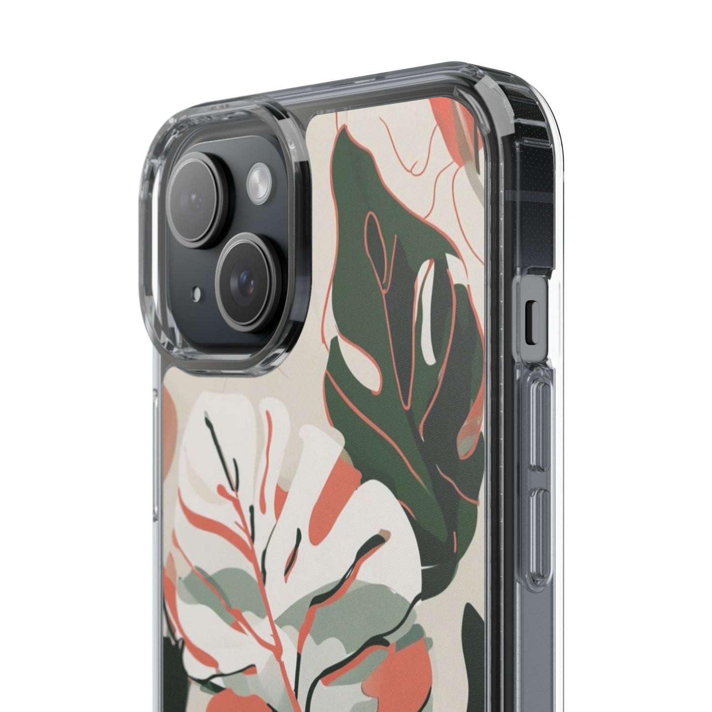 Botanical Clear Phone Case - Nature-Inspired Leaves Design