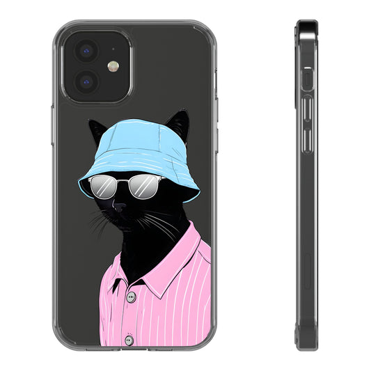 Cool Cat Phone Case with Sunglasses & Hat Design