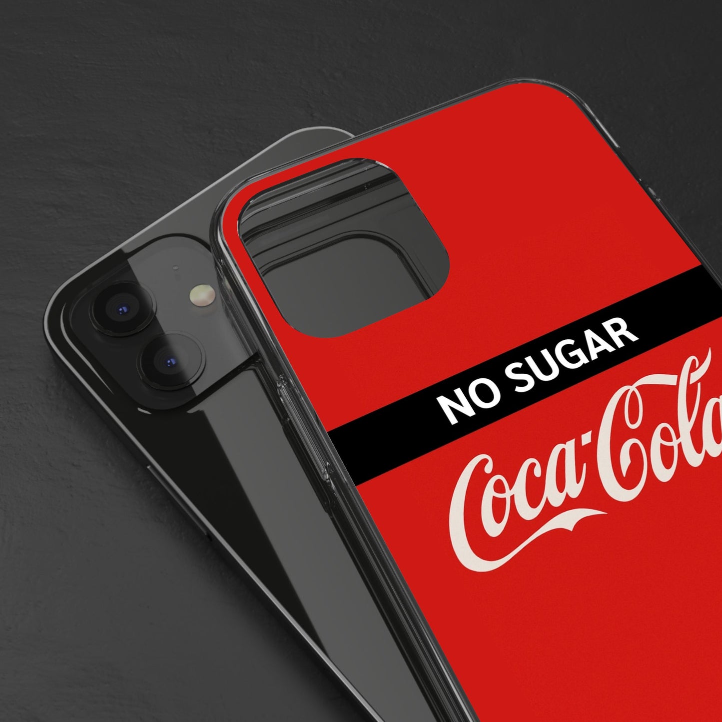 Coca-Cola No Sugar Clear Phone Case - Stylish and Trendy Accessory
