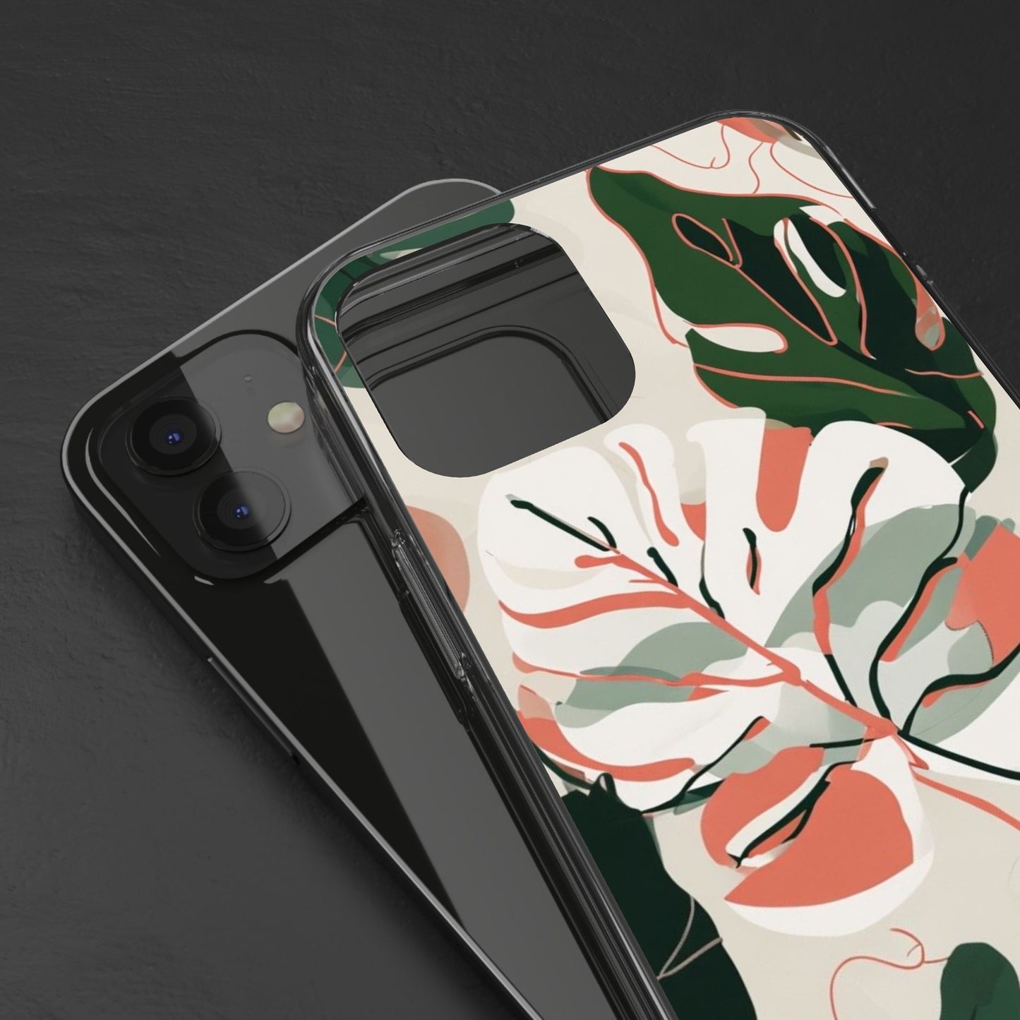 Botanical Clear Phone Case - Nature-Inspired Leaves Design