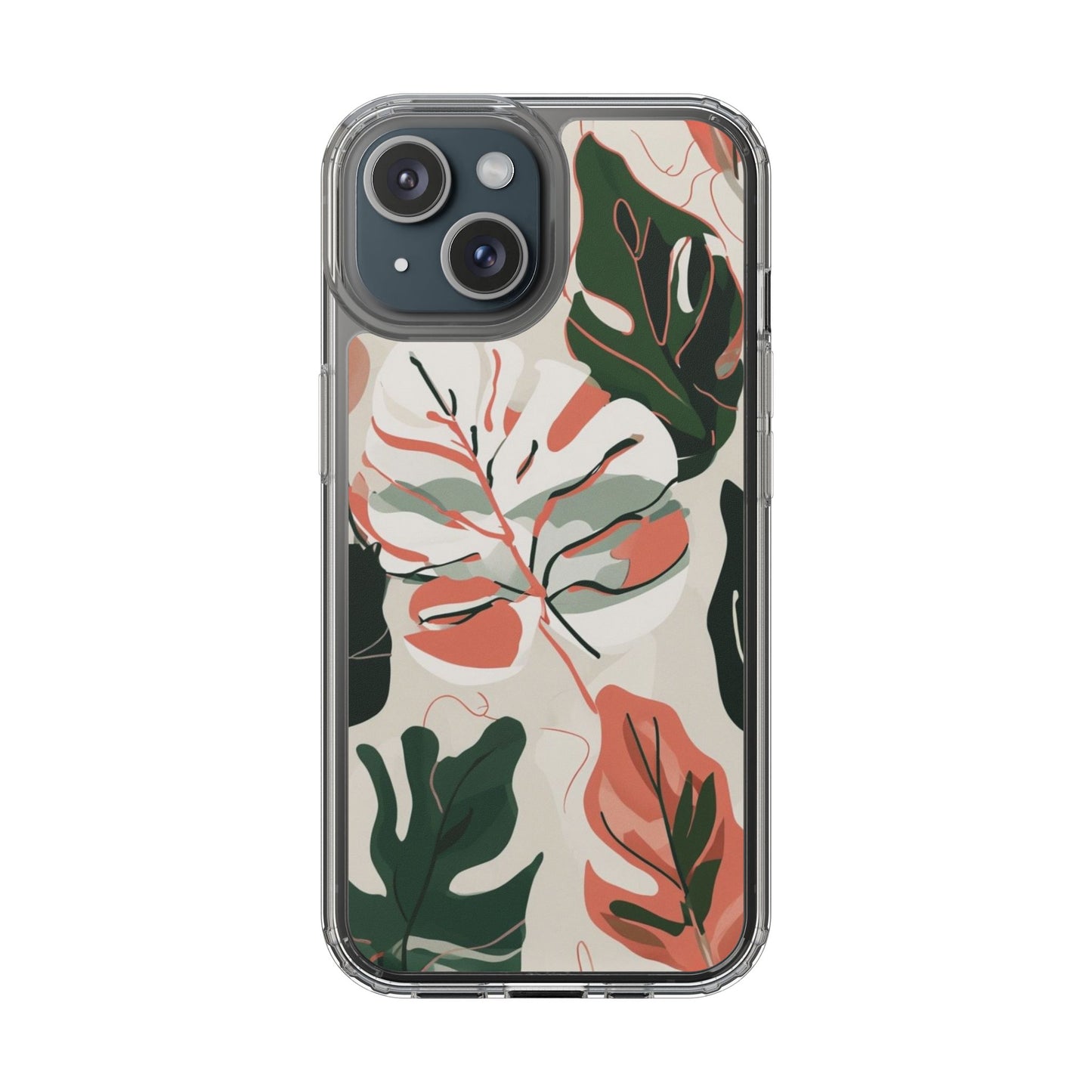 Botanical Clear Phone Case - Nature-Inspired Leaves Design