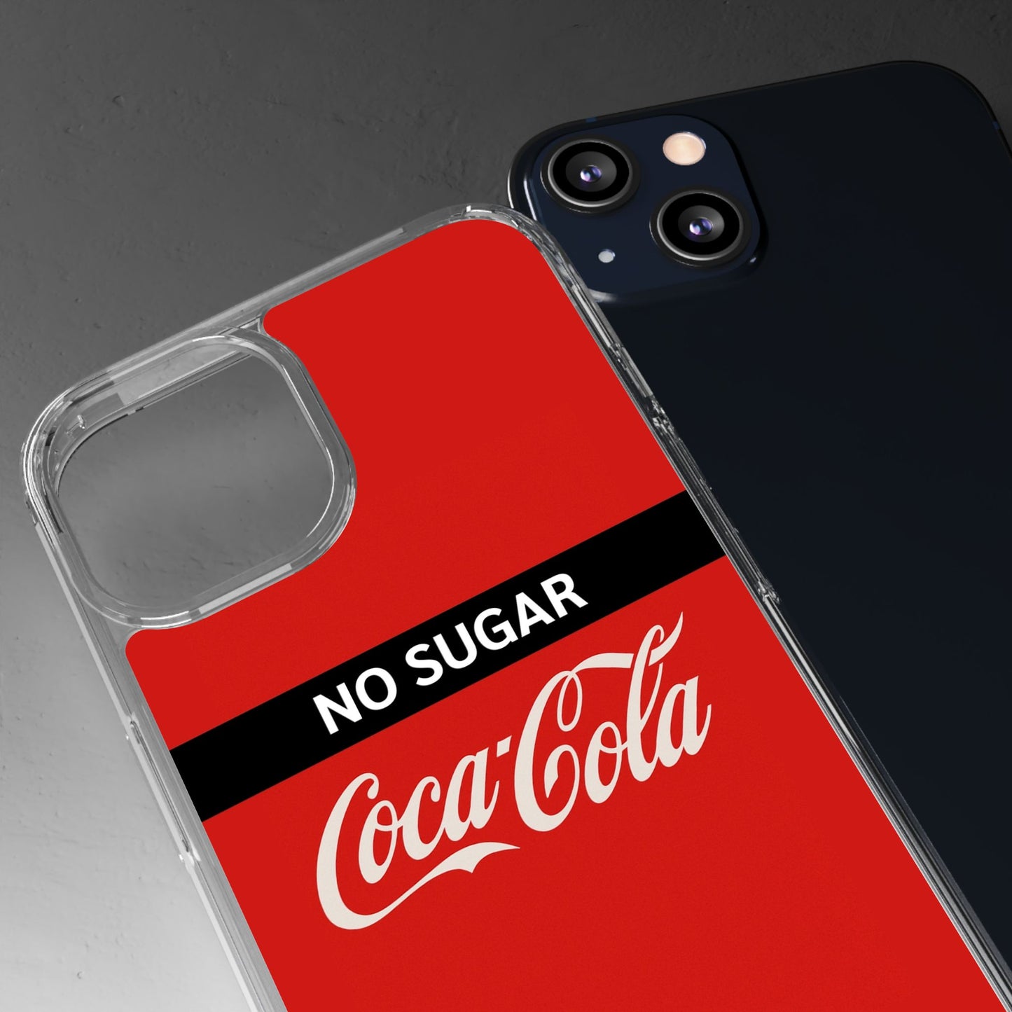 Coca-Cola No Sugar Clear Phone Case - Stylish and Trendy Accessory