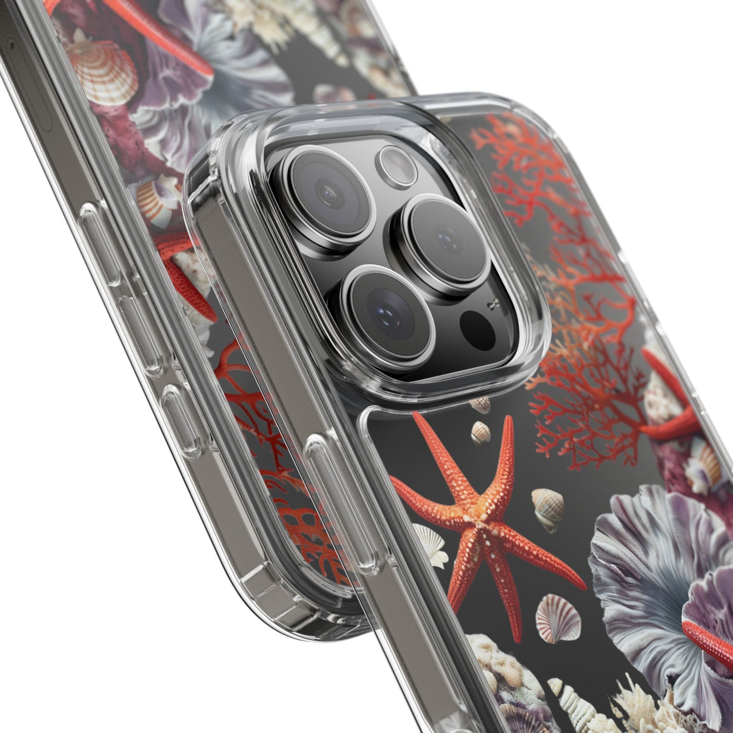 Ocean Coral Clear Phone Case with Starfish Design