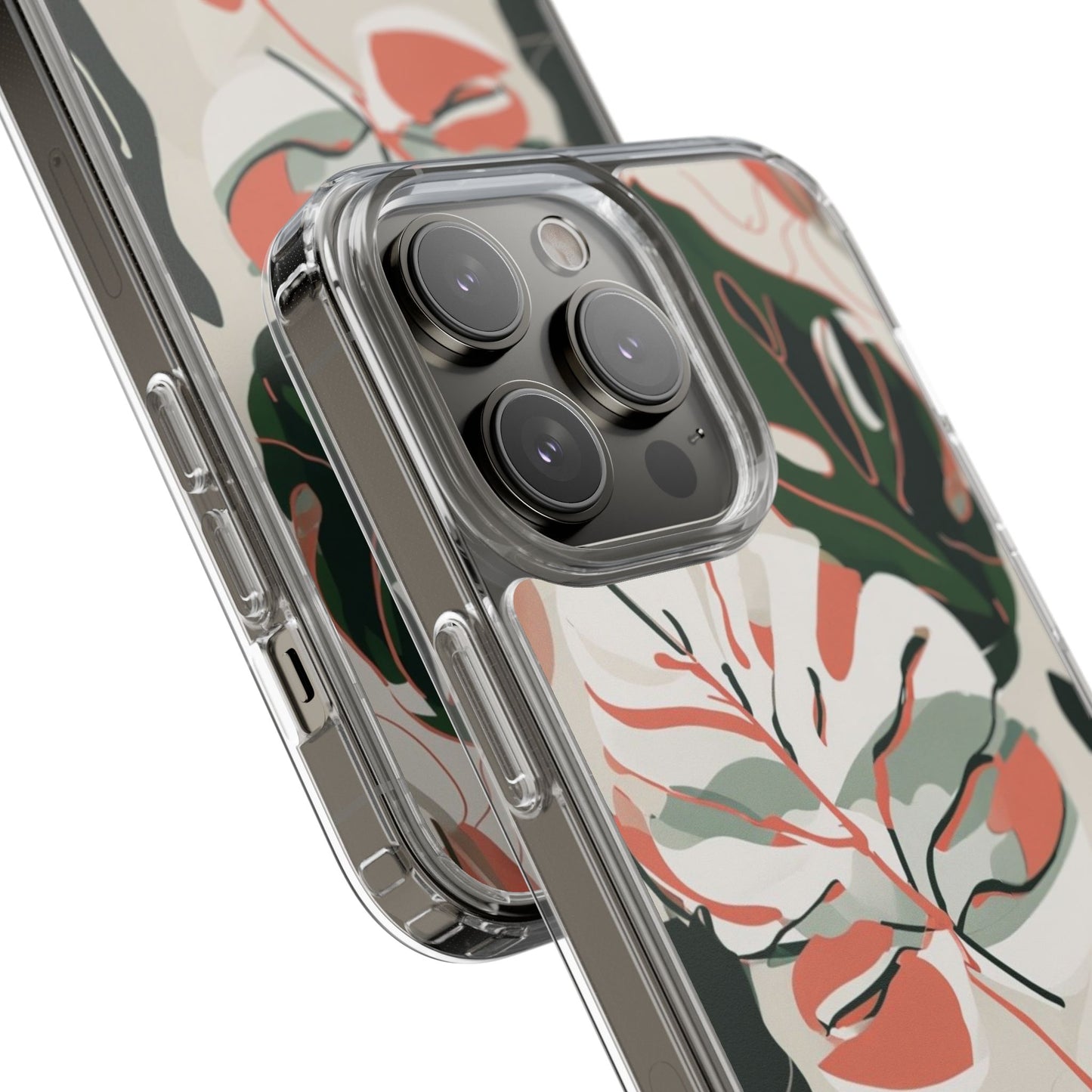 Botanical Clear Phone Case - Nature-Inspired Leaves Design