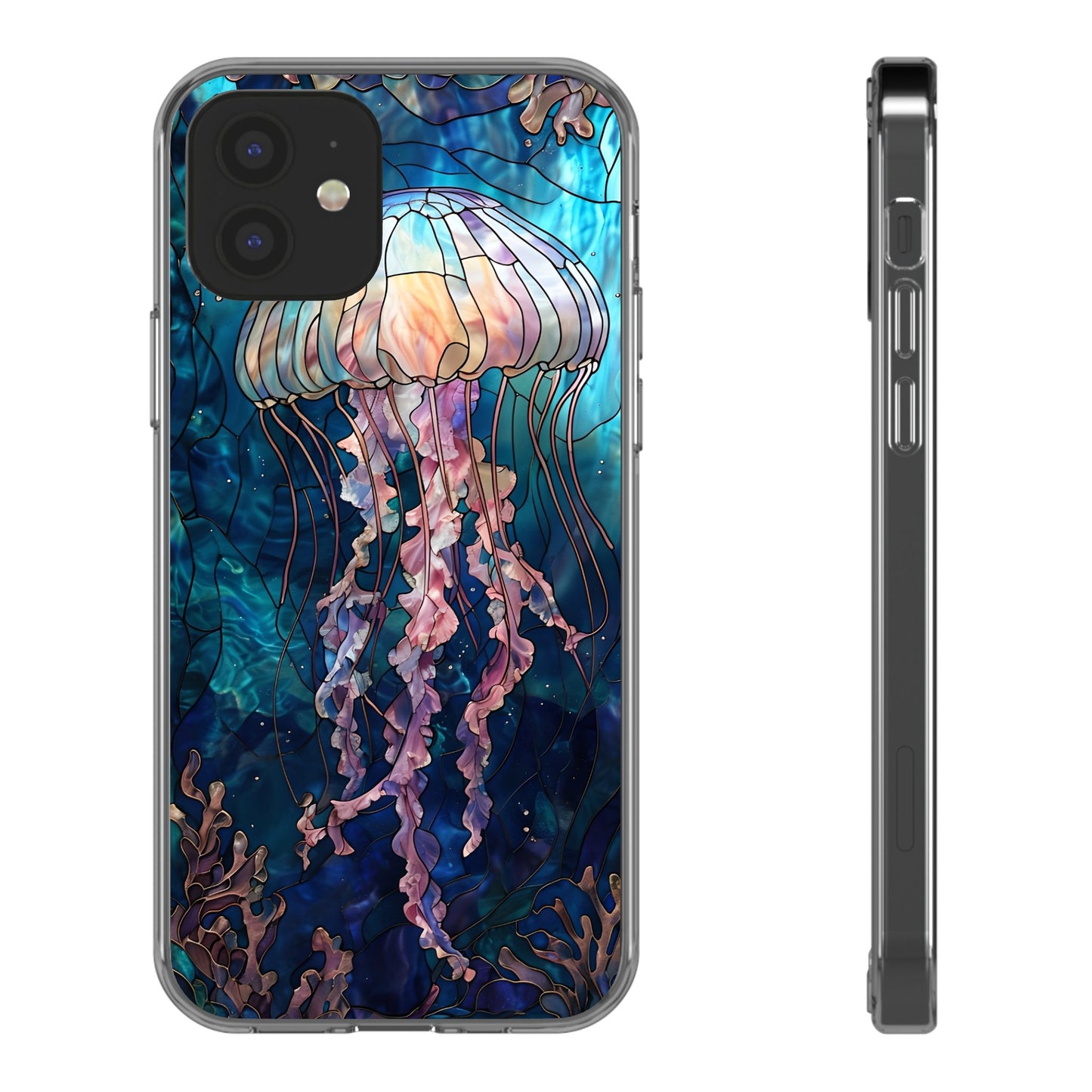 Ocean Jellyfish Clear Phone Case - Vibrant Marine Design for iPhone