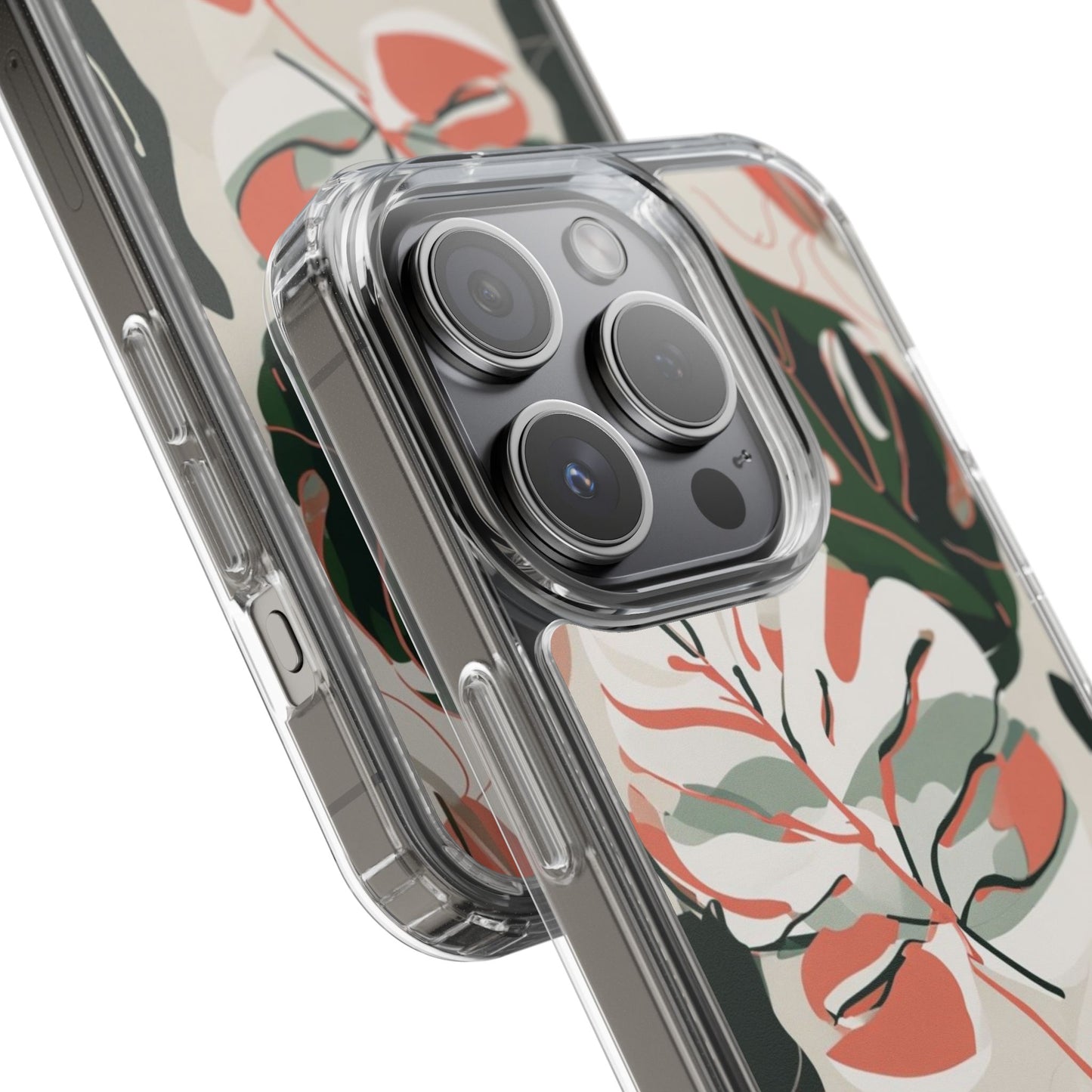 Botanical Clear Phone Case - Nature-Inspired Leaves Design