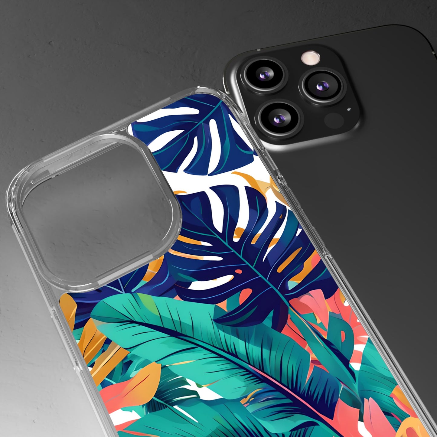 Tropical Leaf Clear Phone Case - Stylish & Protective for Nature Lovers