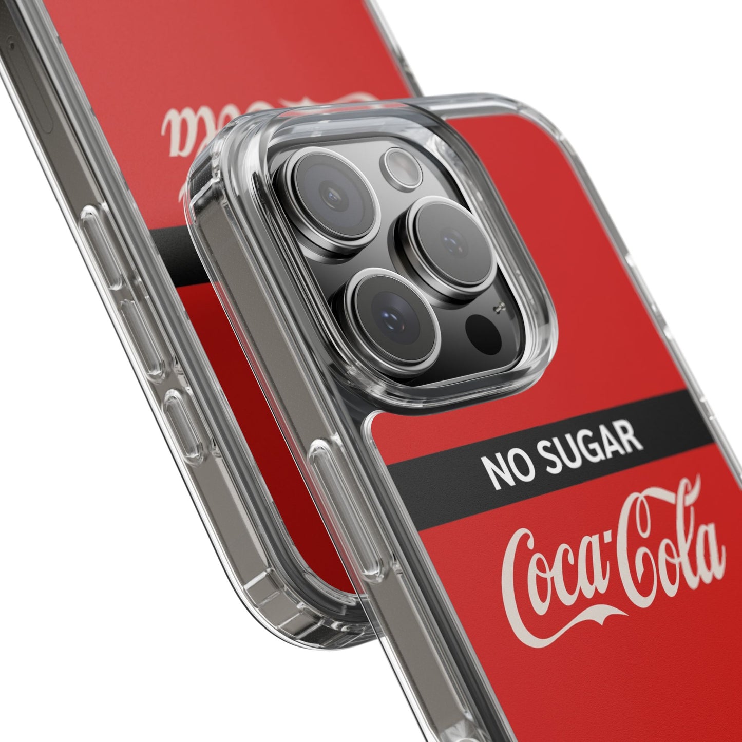 Coca-Cola No Sugar Clear Phone Case - Stylish and Trendy Accessory