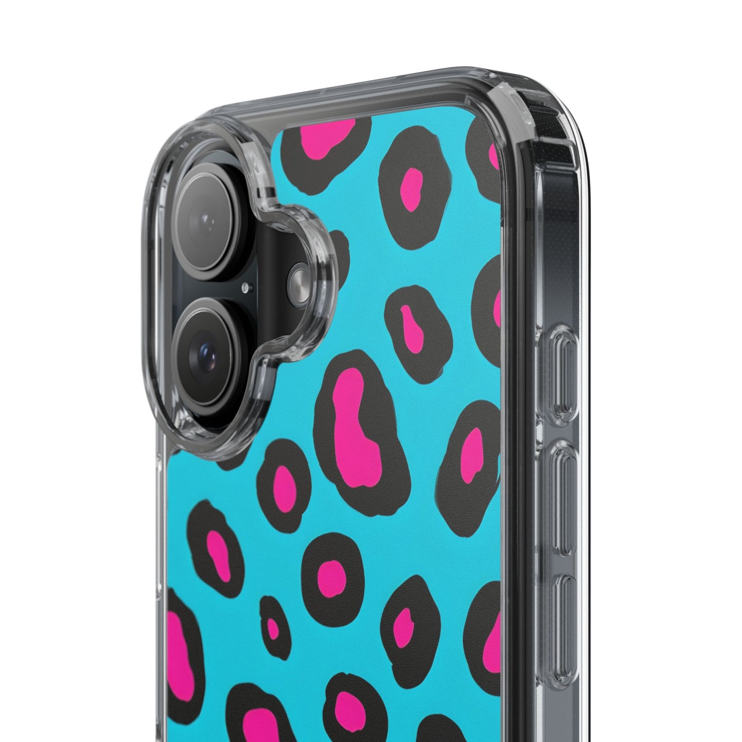 Trendy Clear Phone Case with Pink Leopard Print