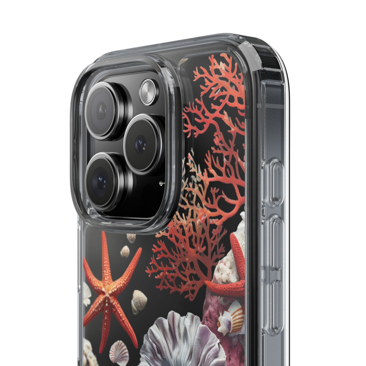 Ocean Coral Clear Phone Case with Starfish Design