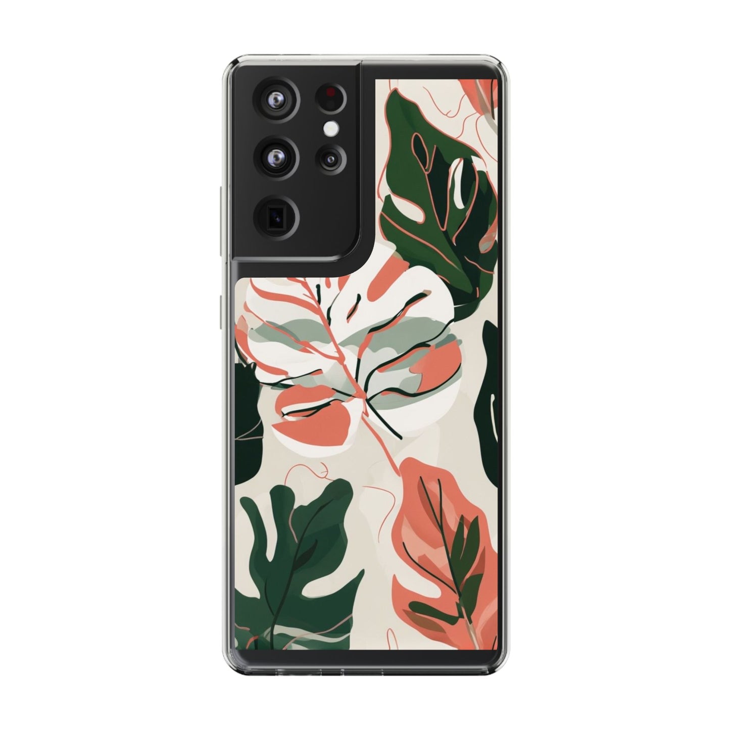 Botanical Clear Phone Case - Nature-Inspired Leaves Design