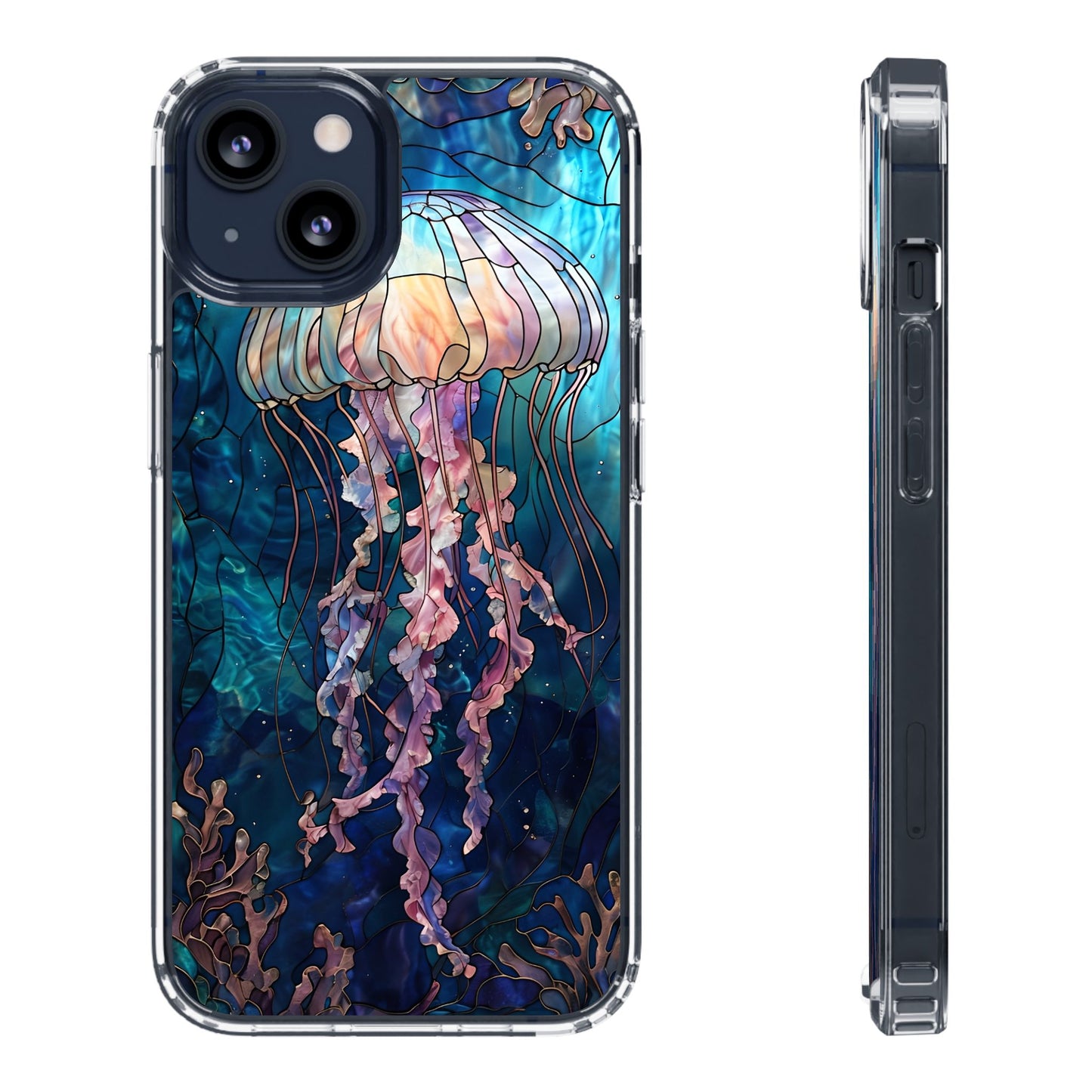 Ocean Jellyfish Clear Phone Case - Vibrant Marine Design for iPhone