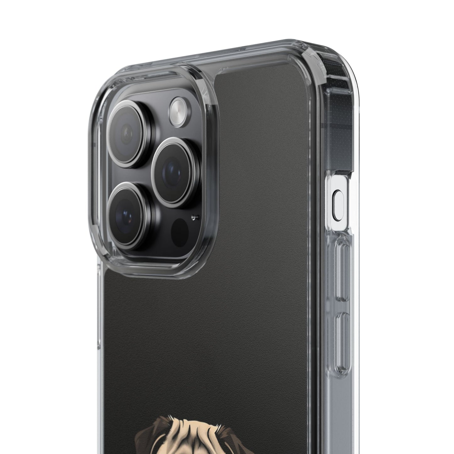 Pug Dog Clear Case with Coffee Mug Design - Cute Phone Cover