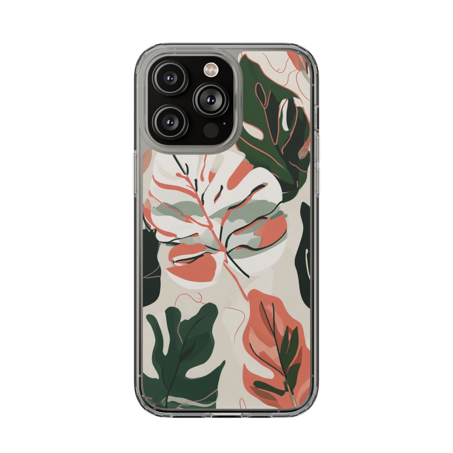Botanical Clear Phone Case - Nature-Inspired Leaves Design