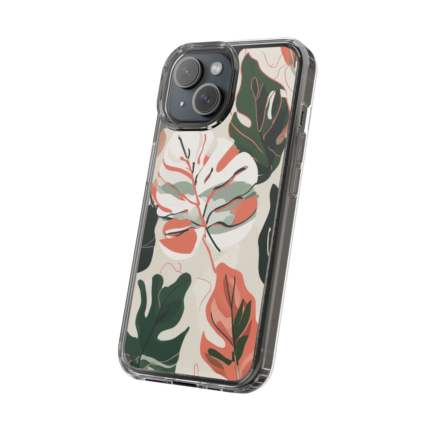 Botanical Clear Phone Case - Nature-Inspired Leaves Design