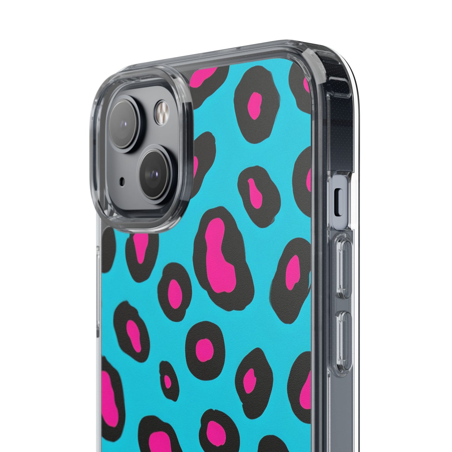 Trendy Clear Phone Case with Pink Leopard Print