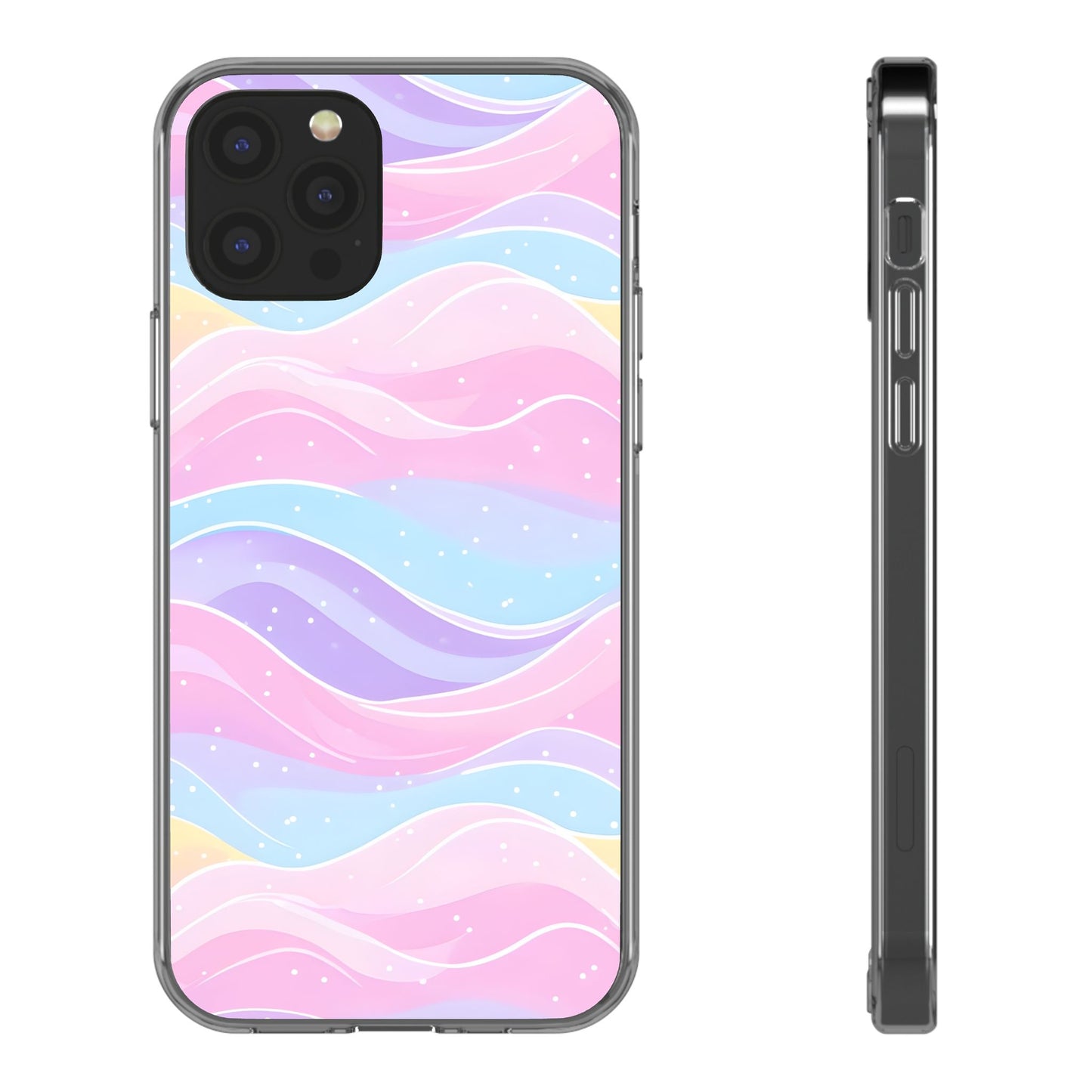 Pastel Wave Clear Phone Case - Stylish Protection for Your Device
