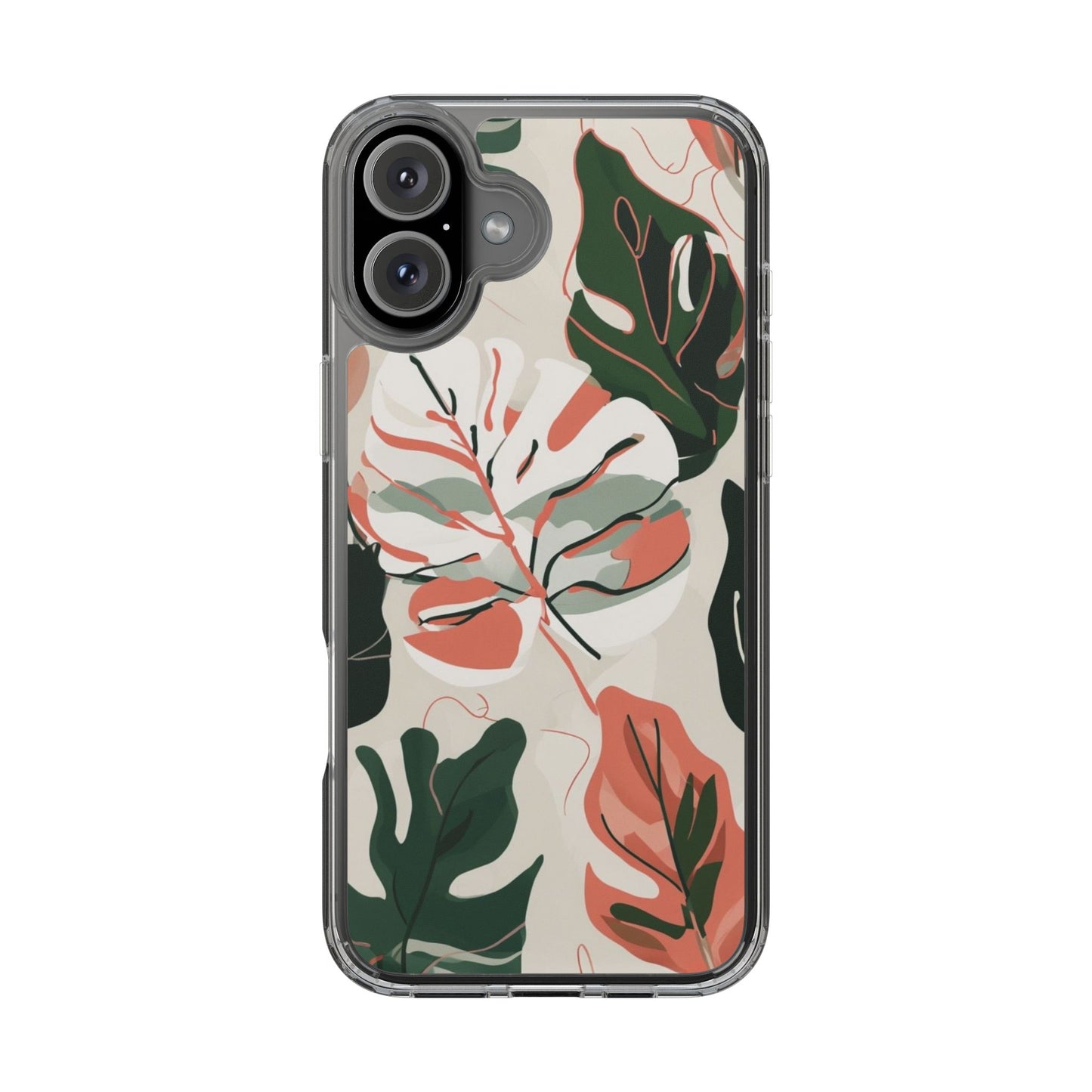 Botanical Clear Phone Case - Nature-Inspired Leaves Design