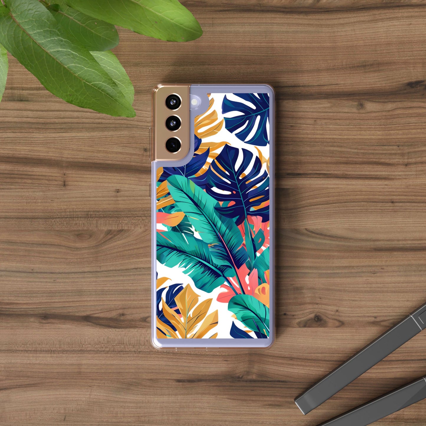 Tropical Leaf Clear Phone Case - Stylish & Protective for Nature Lovers
