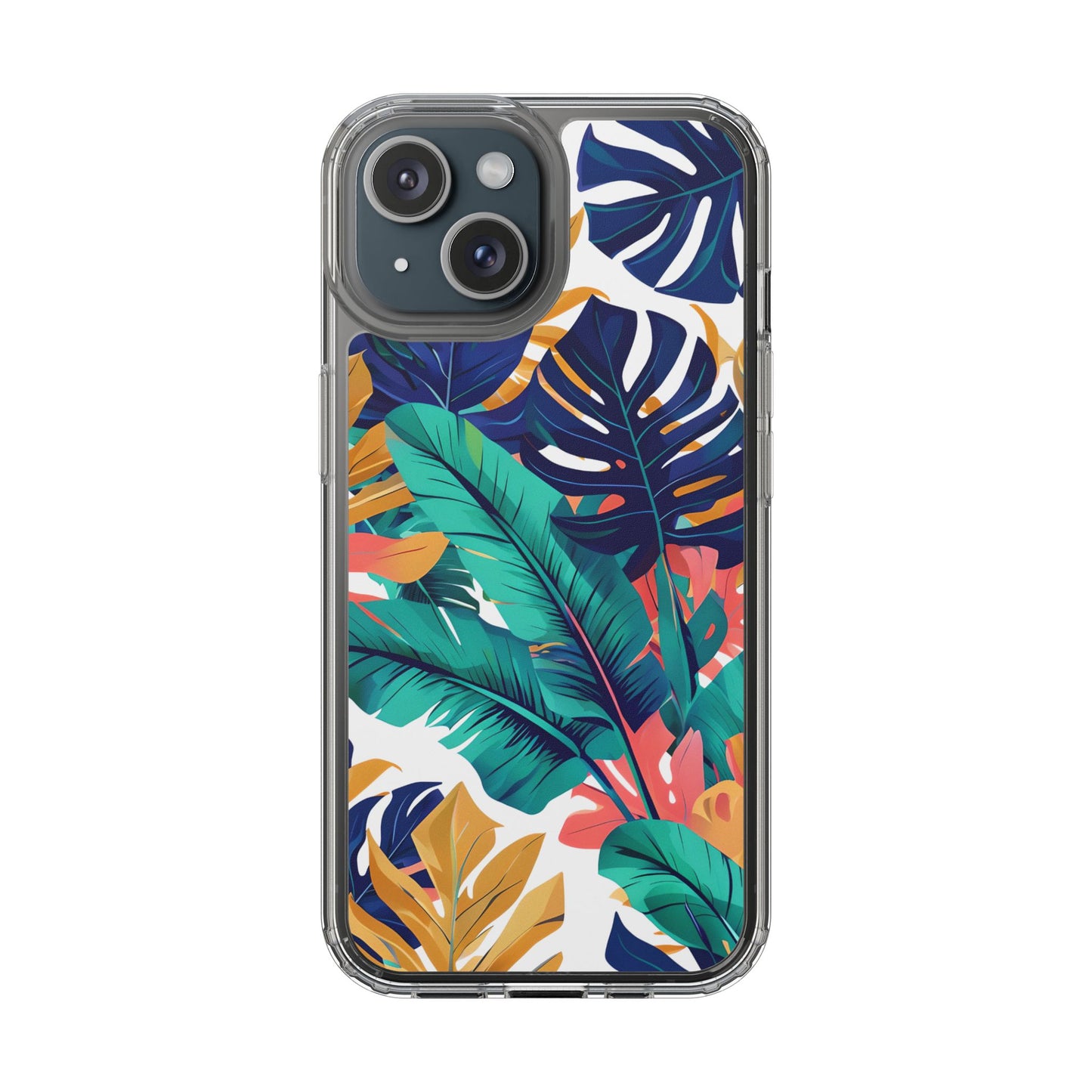 Tropical Leaf Clear Phone Case - Stylish & Protective for Nature Lovers