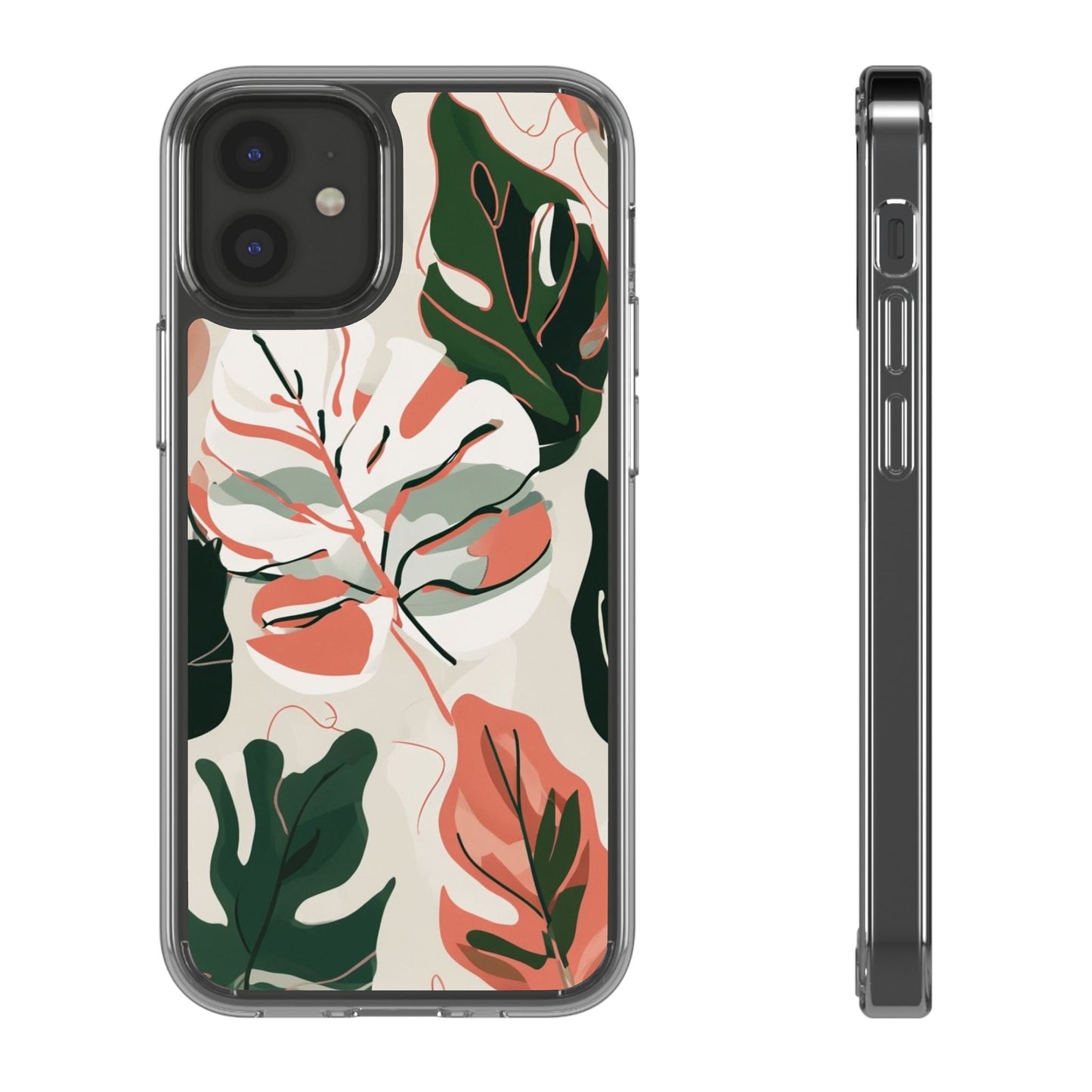 Botanical Clear Phone Case - Nature-Inspired Leaves Design