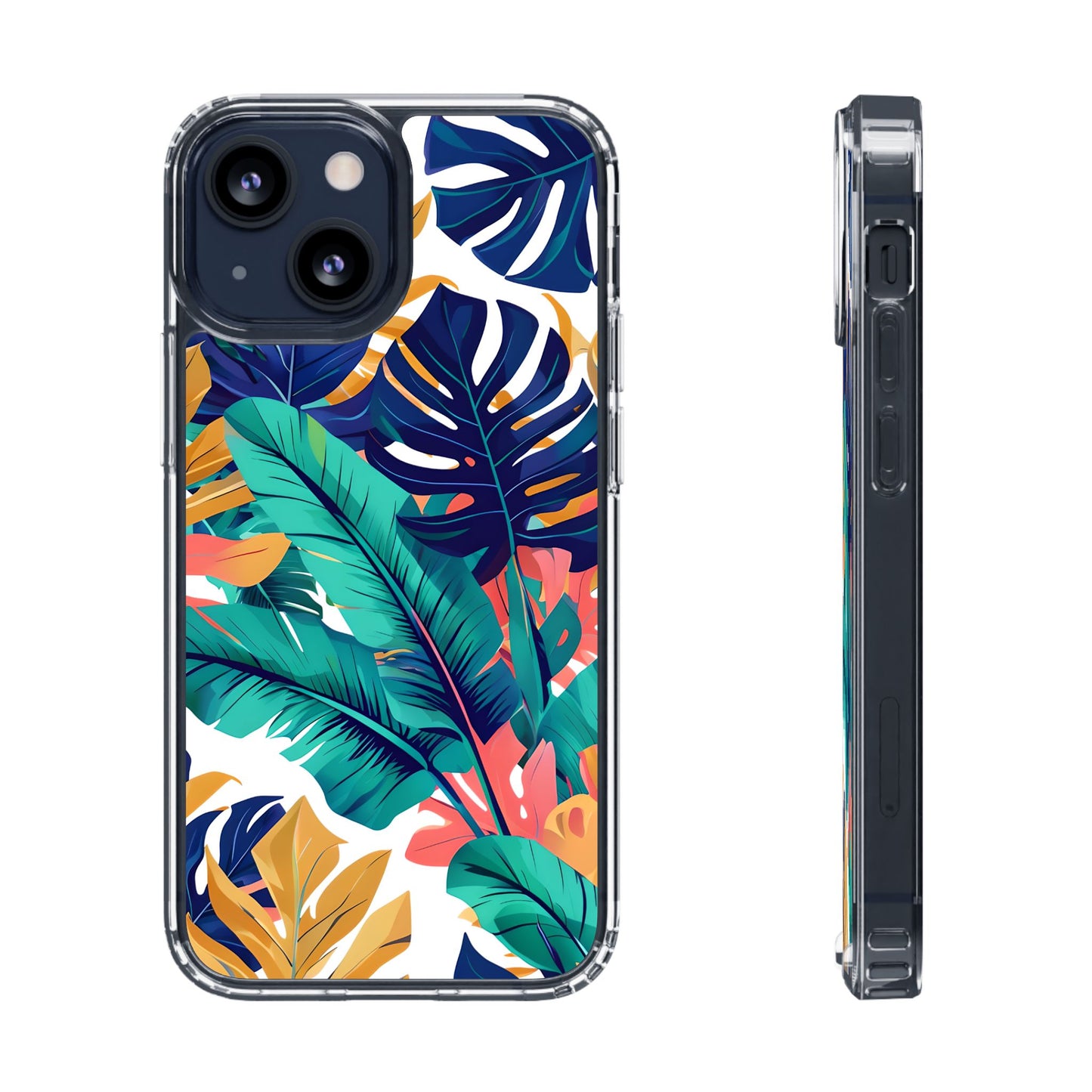 Tropical Leaf Clear Phone Case - Stylish & Protective for Nature Lovers