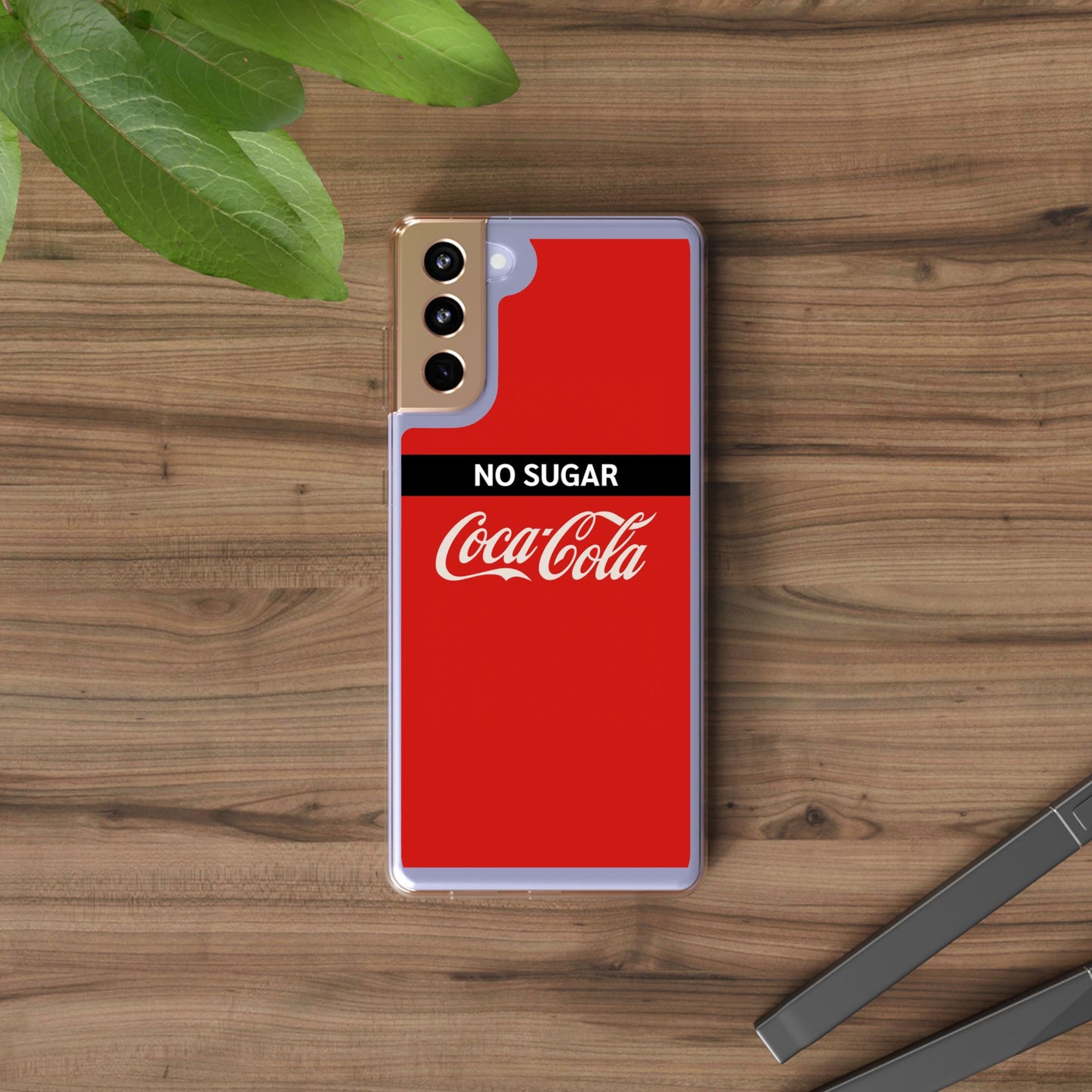 Coca-Cola No Sugar Clear Phone Case - Stylish and Trendy Accessory