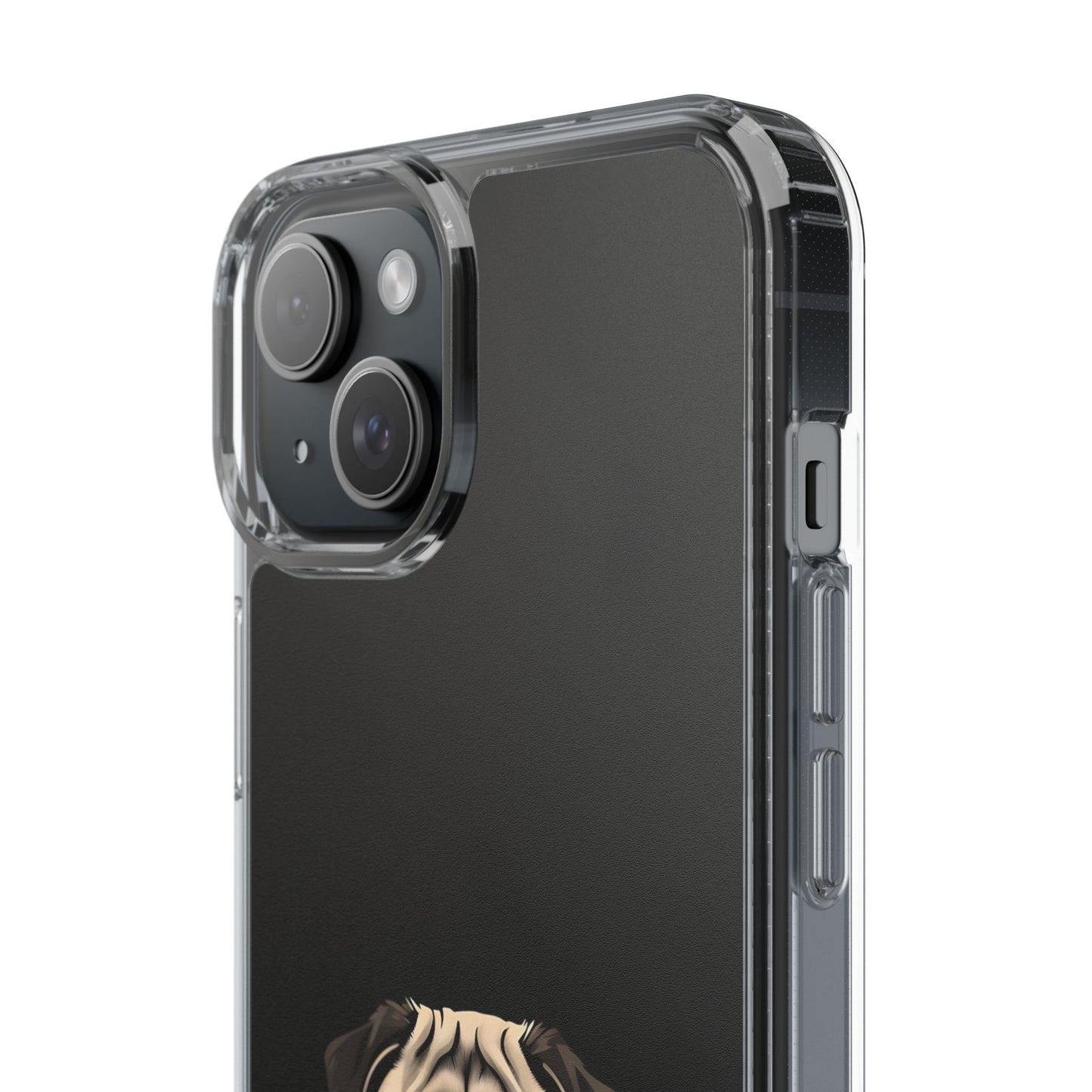 Pug Dog Clear Case with Coffee Mug Design - Cute Phone Cover