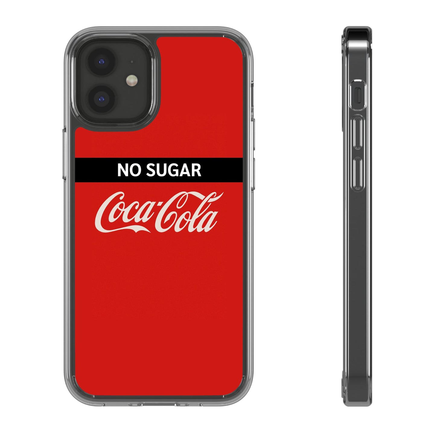 Coca-Cola No Sugar Clear Phone Case - Stylish and Trendy Accessory