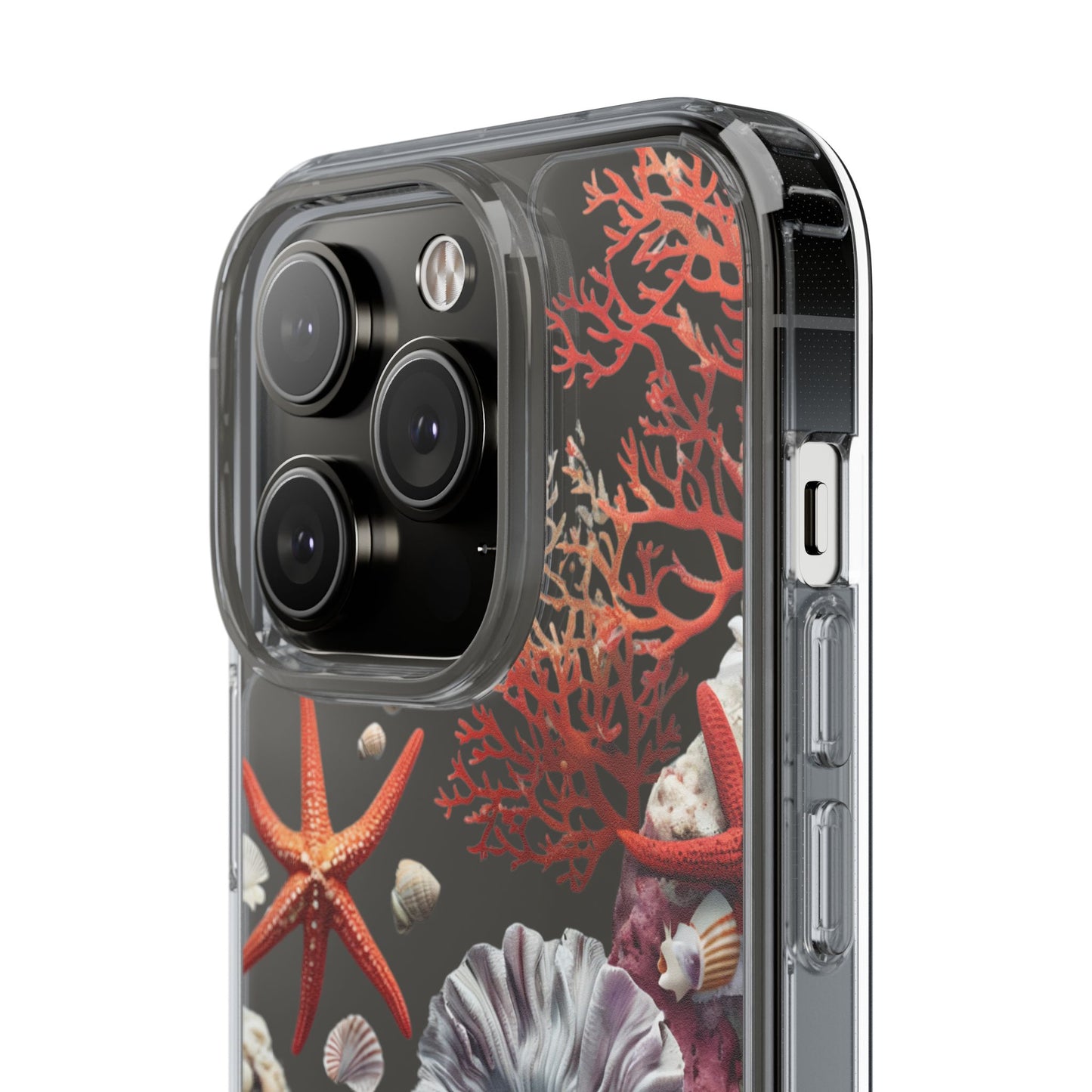 Ocean Coral Clear Phone Case with Starfish Design